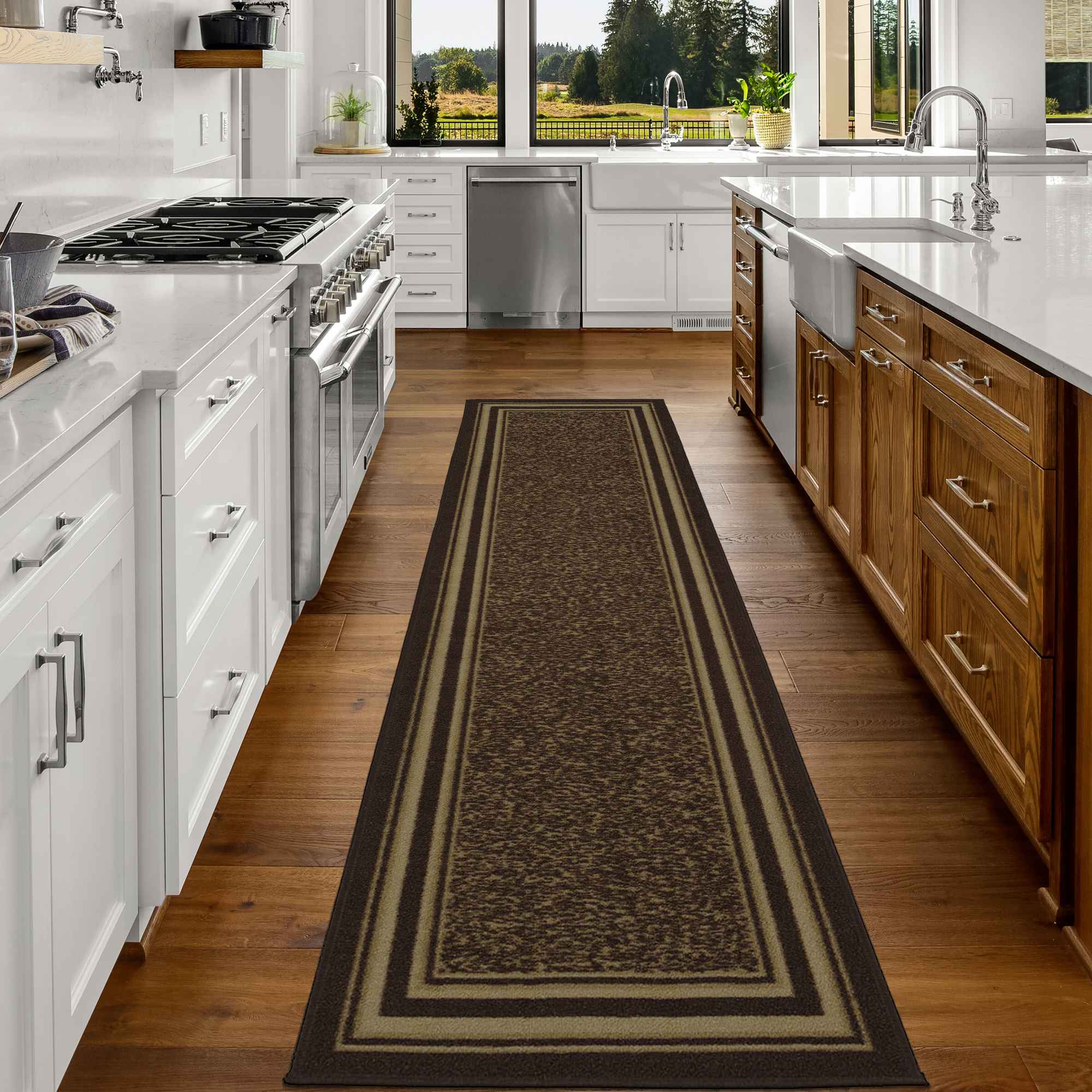 Ottomanson Classics 3 X 5 (ft) Brown Striped Indoor Border Machine Washable  Area Rug in the Rugs department at