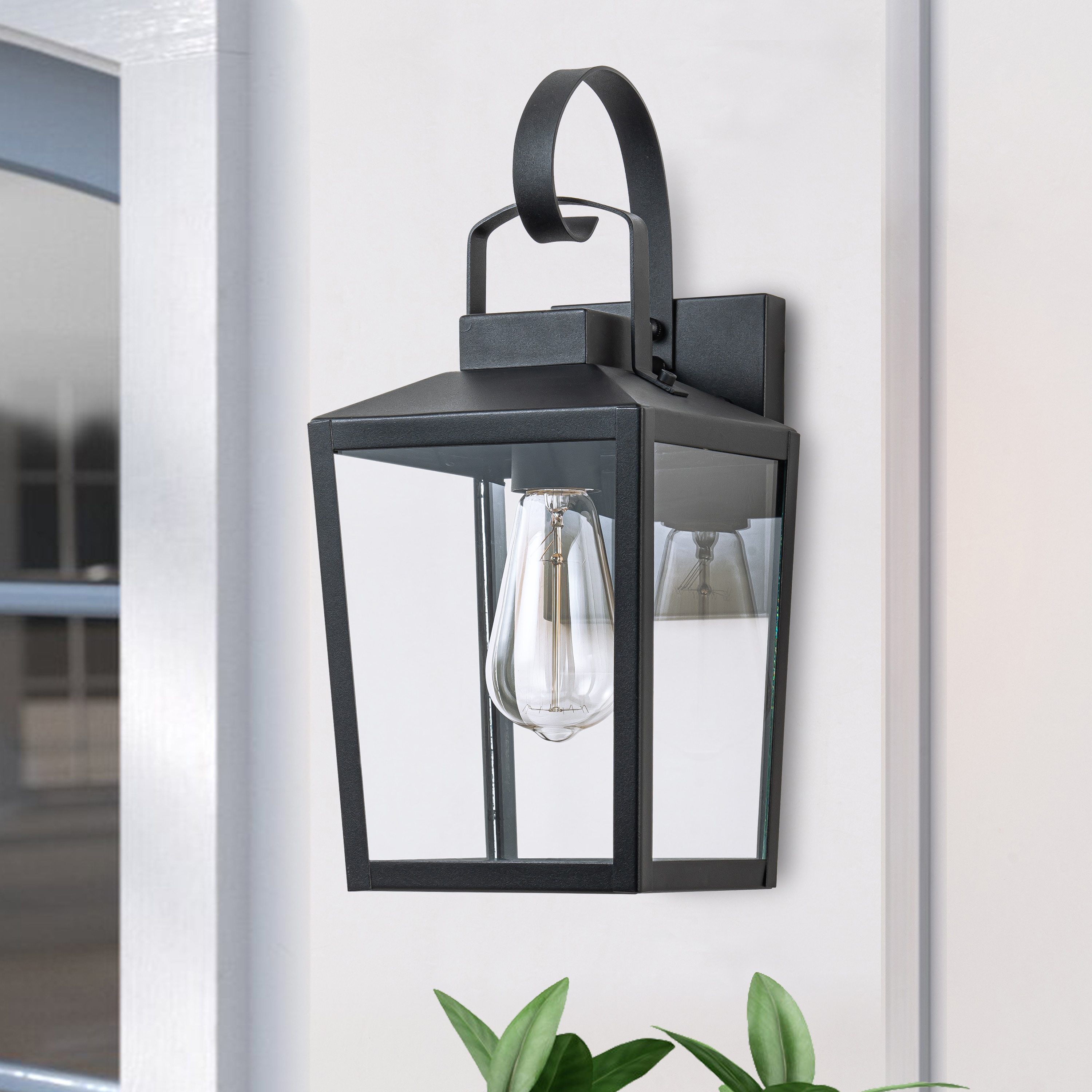 C Cattleya LCA2384-W 1 -Light 14-in H Matte Black Hardwired Outdoor Wall Light
