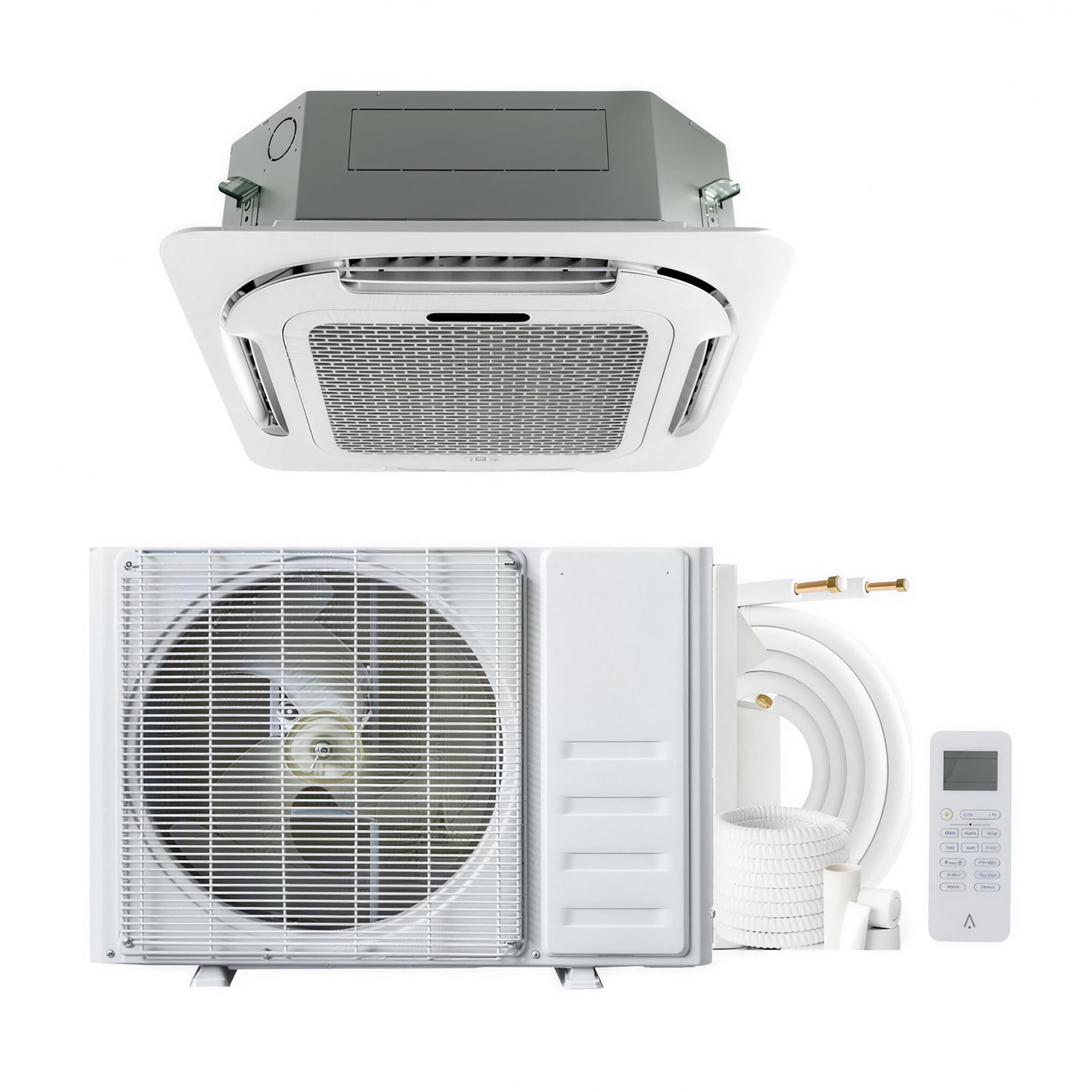 Garvee 9000 BTU Ceiling Cassette Mini Split Ductless CoolingandHeating 8-way 360 Airflow with Remote Controller and 25ft Kit 208-230V