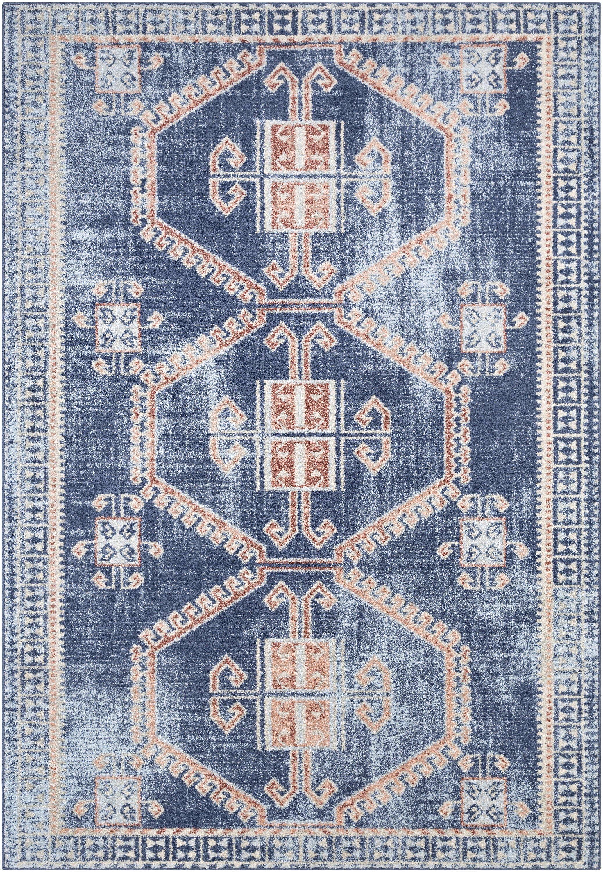 Surya MUT2312-5373 Murat 5 X 7 Blue Indoor Medallion Oriental Area Rug