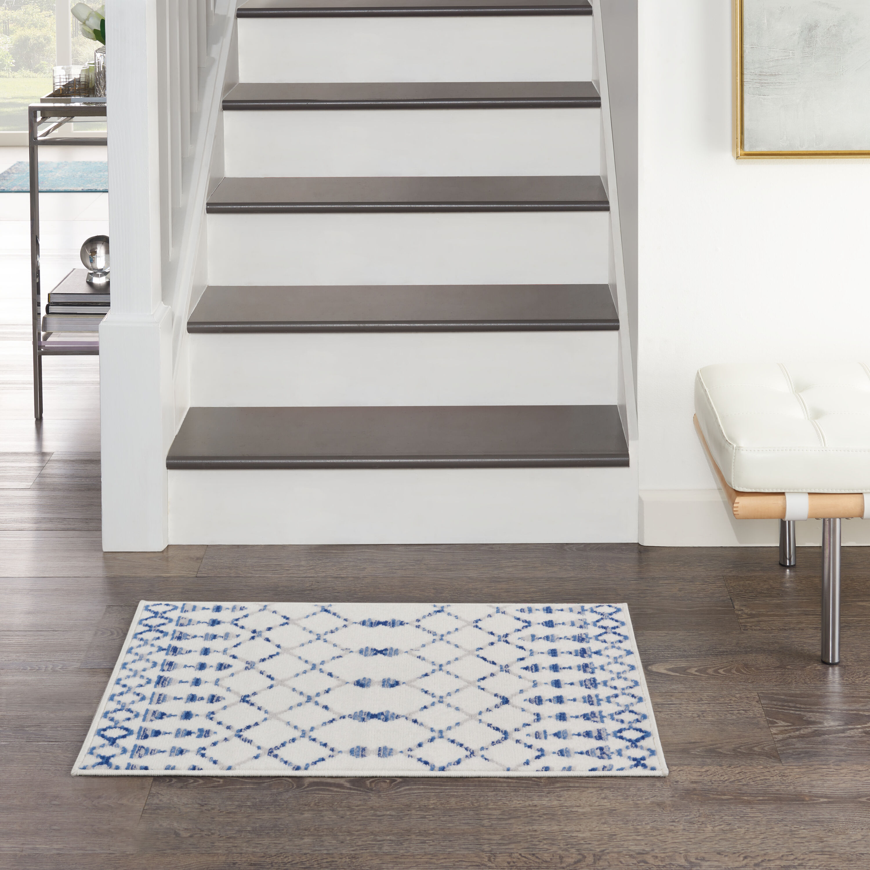 Bohemian Ivory Geometric Flat-Woven Synthetic Area Rug 2' x 3'