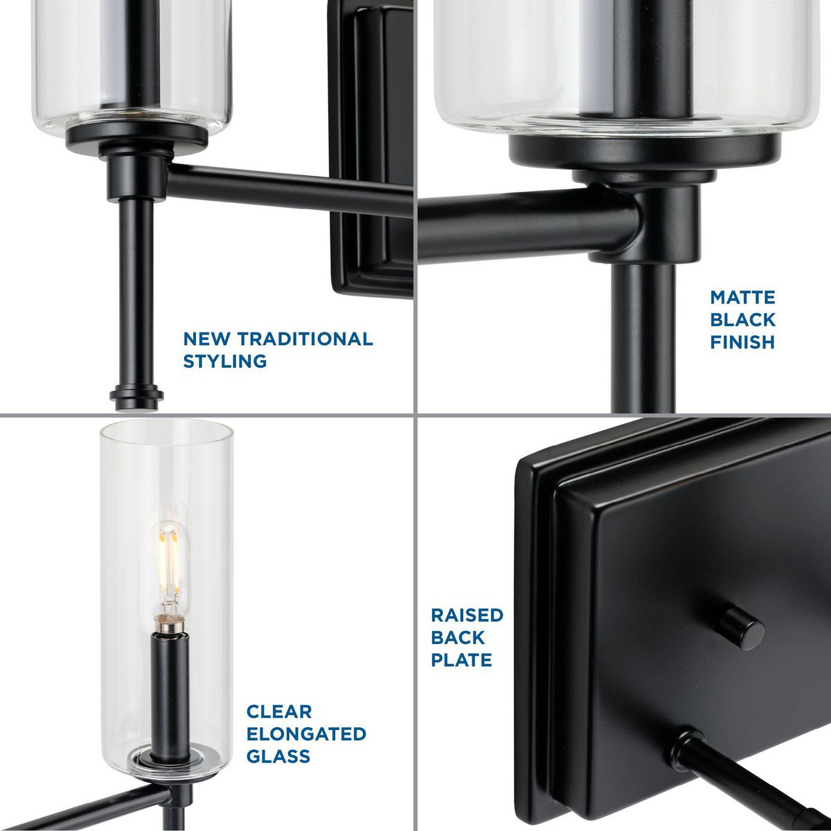 Progress Lighting Elara 22.12-in 3-Light Matte Black Transitional ...