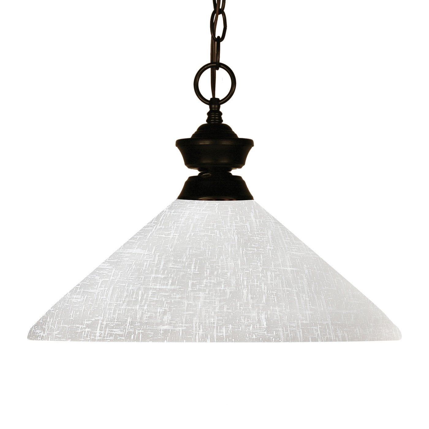 Z-Lite 100701BRZ-AWL14 Challenger 1 -Light Bronze Transitional Textured glass Cone Medium Hanging Pendant light