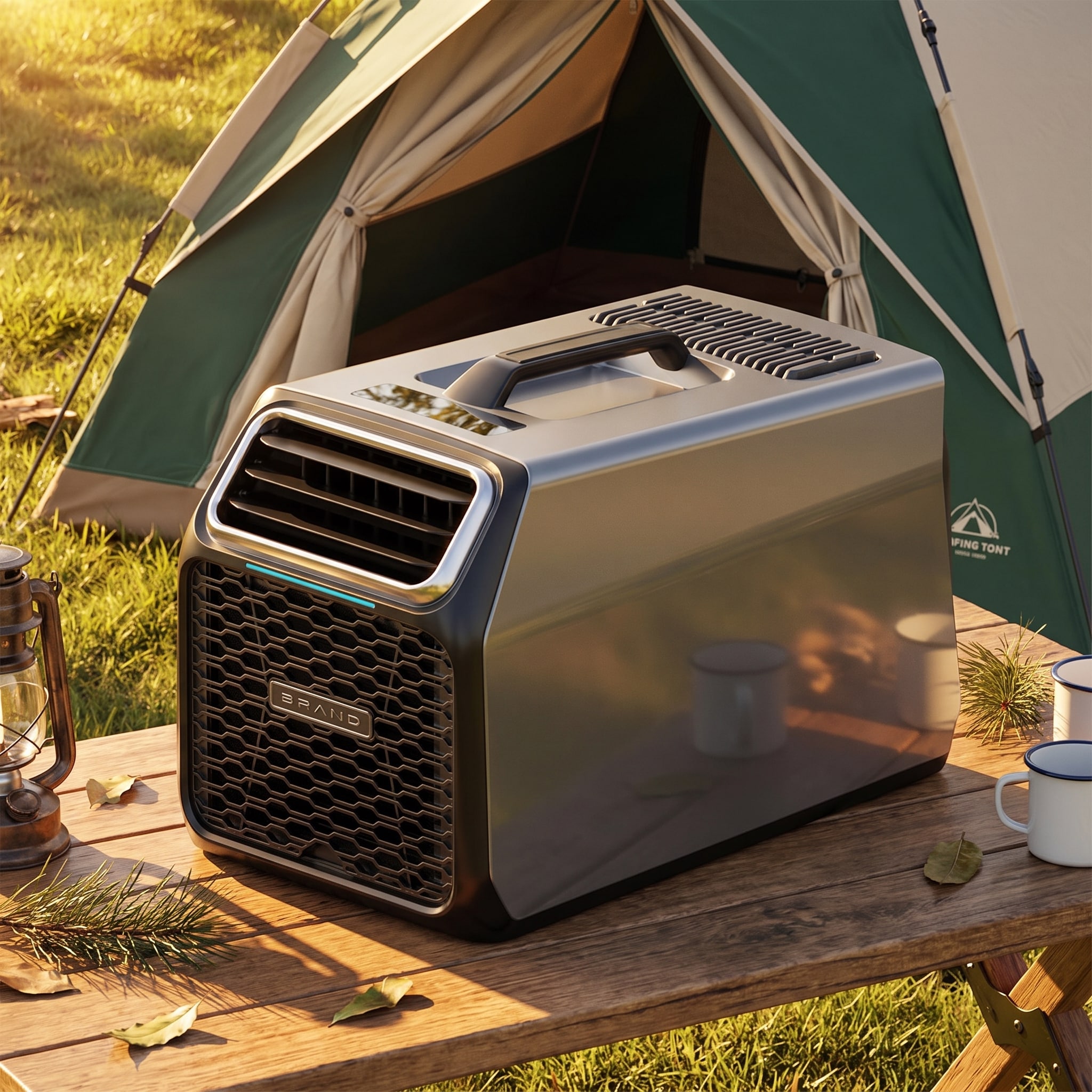 Rbied 1100W Portable Tent Air Conditioner Cooler Heater Fan for Camping Truck RV Compact Dark Grey