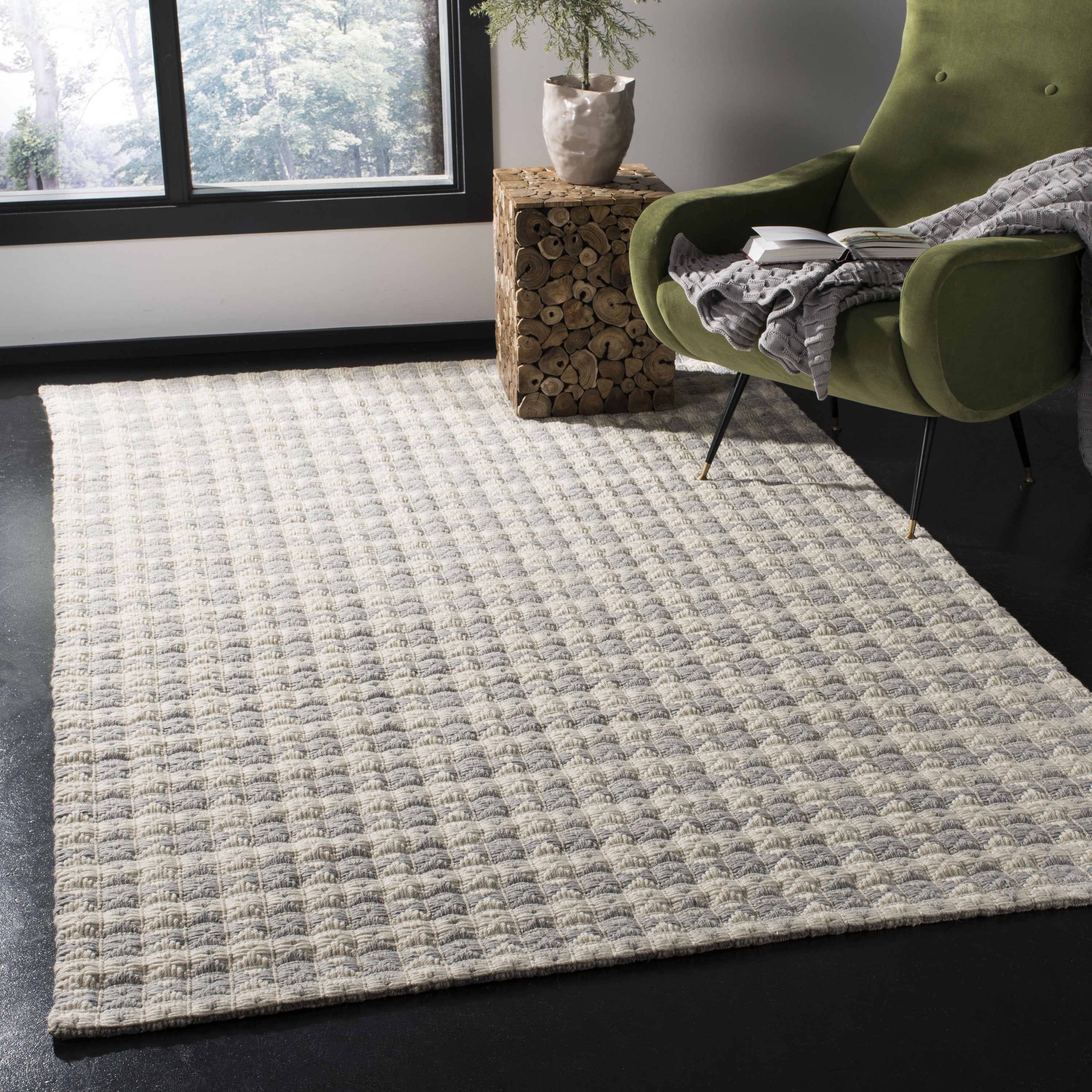 Safavieh NAT407G-8 Natura Banff 8 x 10 (ft) Synthetic Silver/Ivory Rectangular Indoor Abstract Coastal Area rug