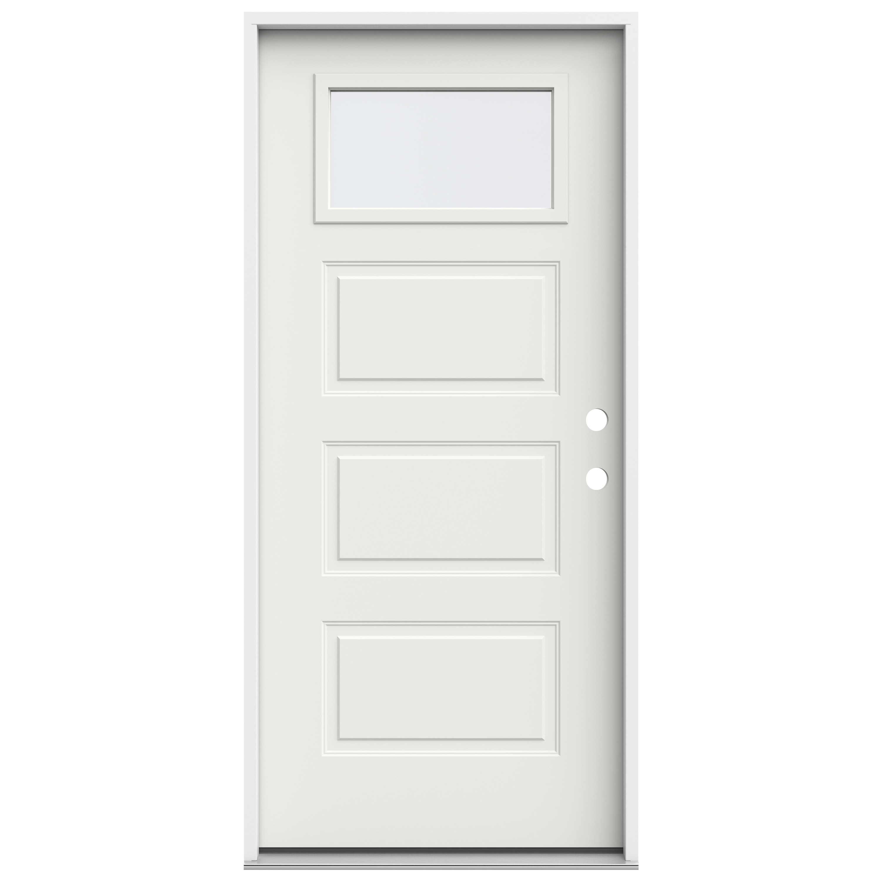 JELD-WEN LOWOLJW250300003 36-in x 80-in x 4-9/16-in Steel 1/4 lite Left-hand inswing White Painted Prehung Front Door Insulating core