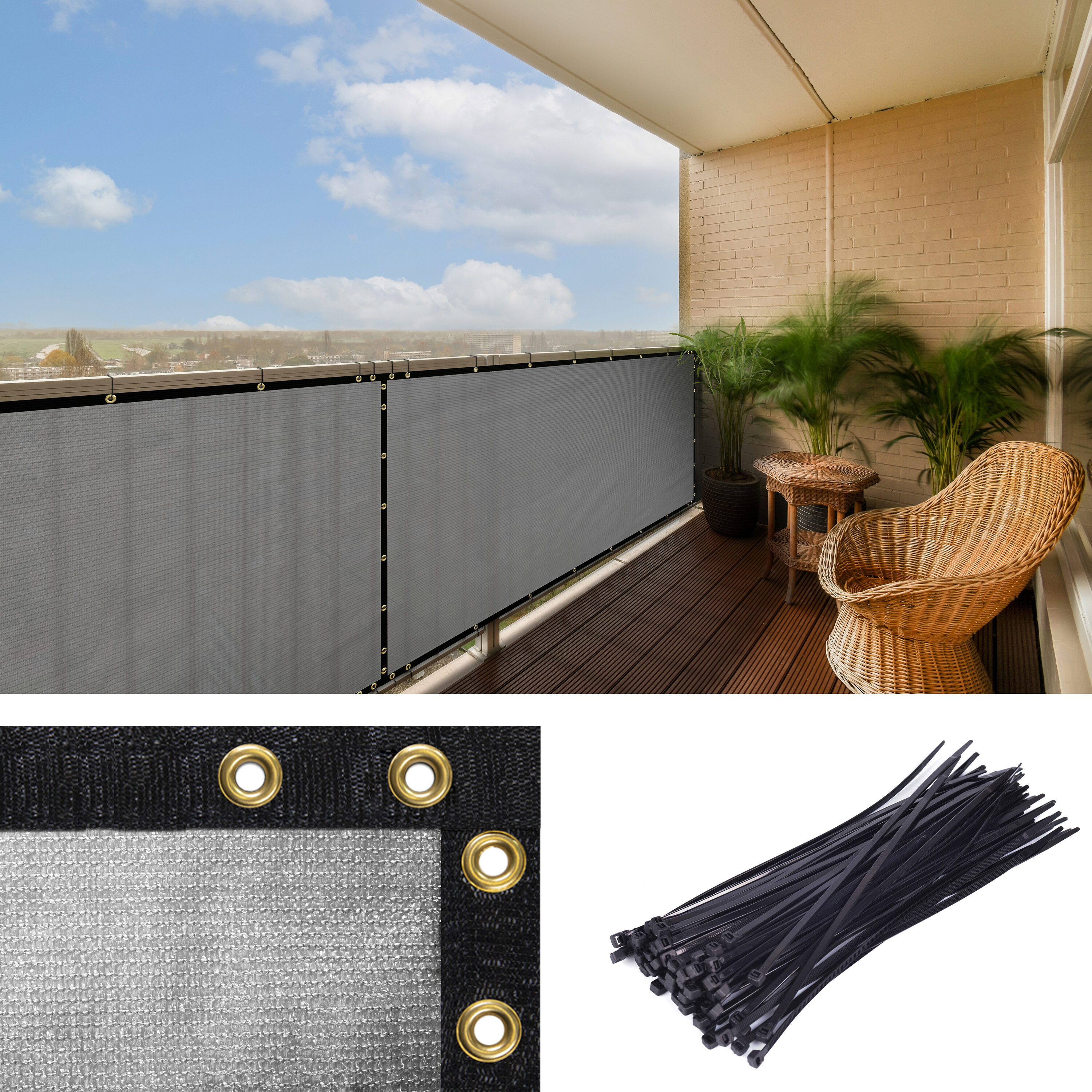 ColourTree 3-ft H x 10-ft W Gray HDPE Fence Screen #TAP0310-9