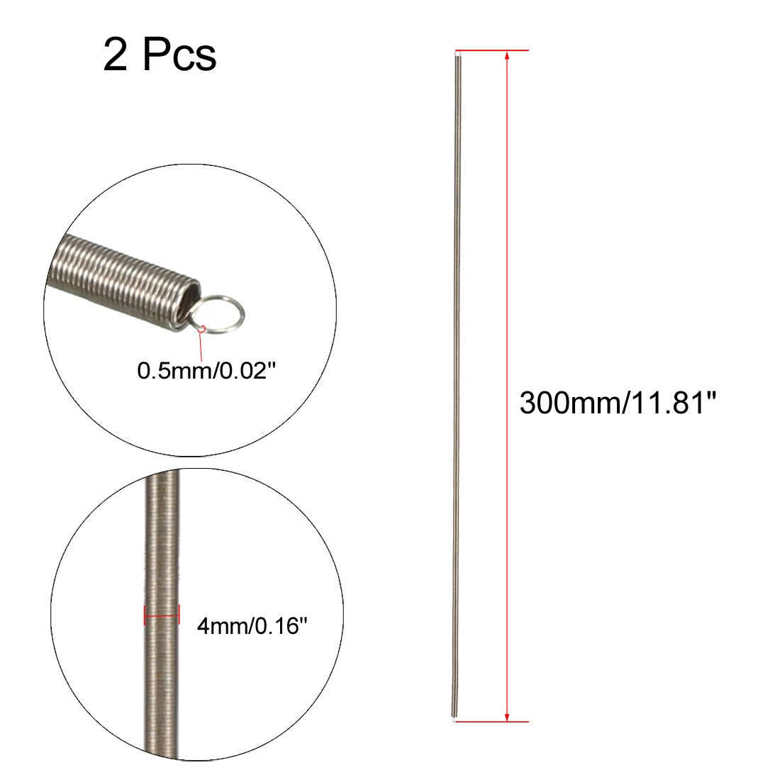 Unique Bargains Extended Tension Spring Wire Diameter 0.02inch OD 0 ...
