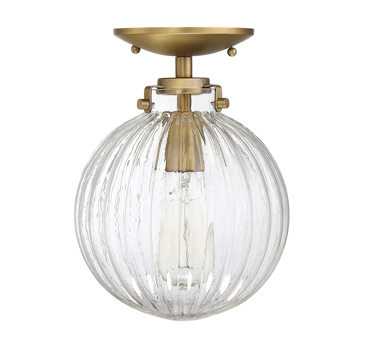 Meridian 8" Globe Semi-Flush Mount in Brushed Nickel with Clear Glass