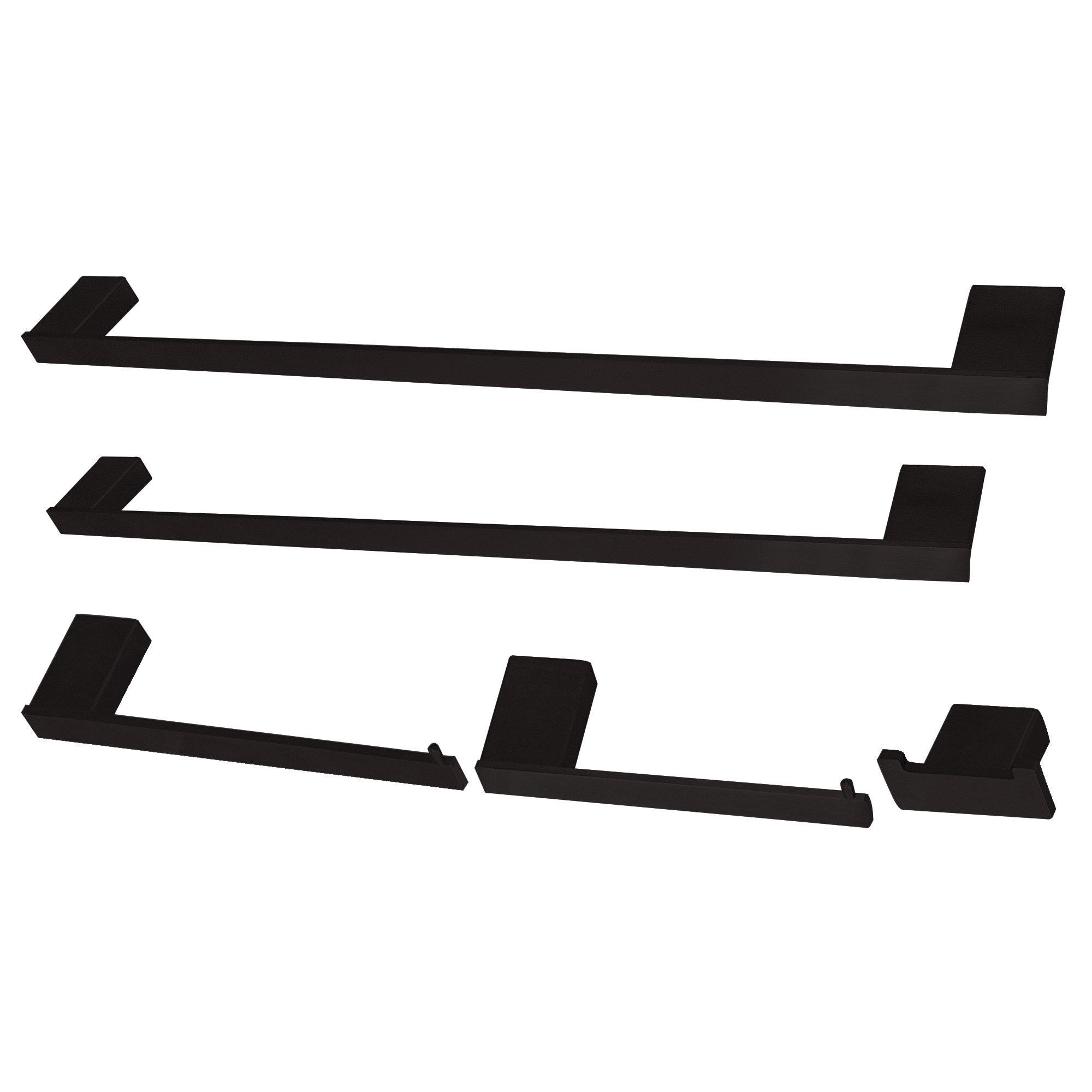 Kingston Brass WLBAHK6312478MB 5 -Piece Metzinger Matte Black Decorative Bathroom Hardware Set Towel Bar, Toilet Paper Holder, Towel Ring ,Robe Hook Included