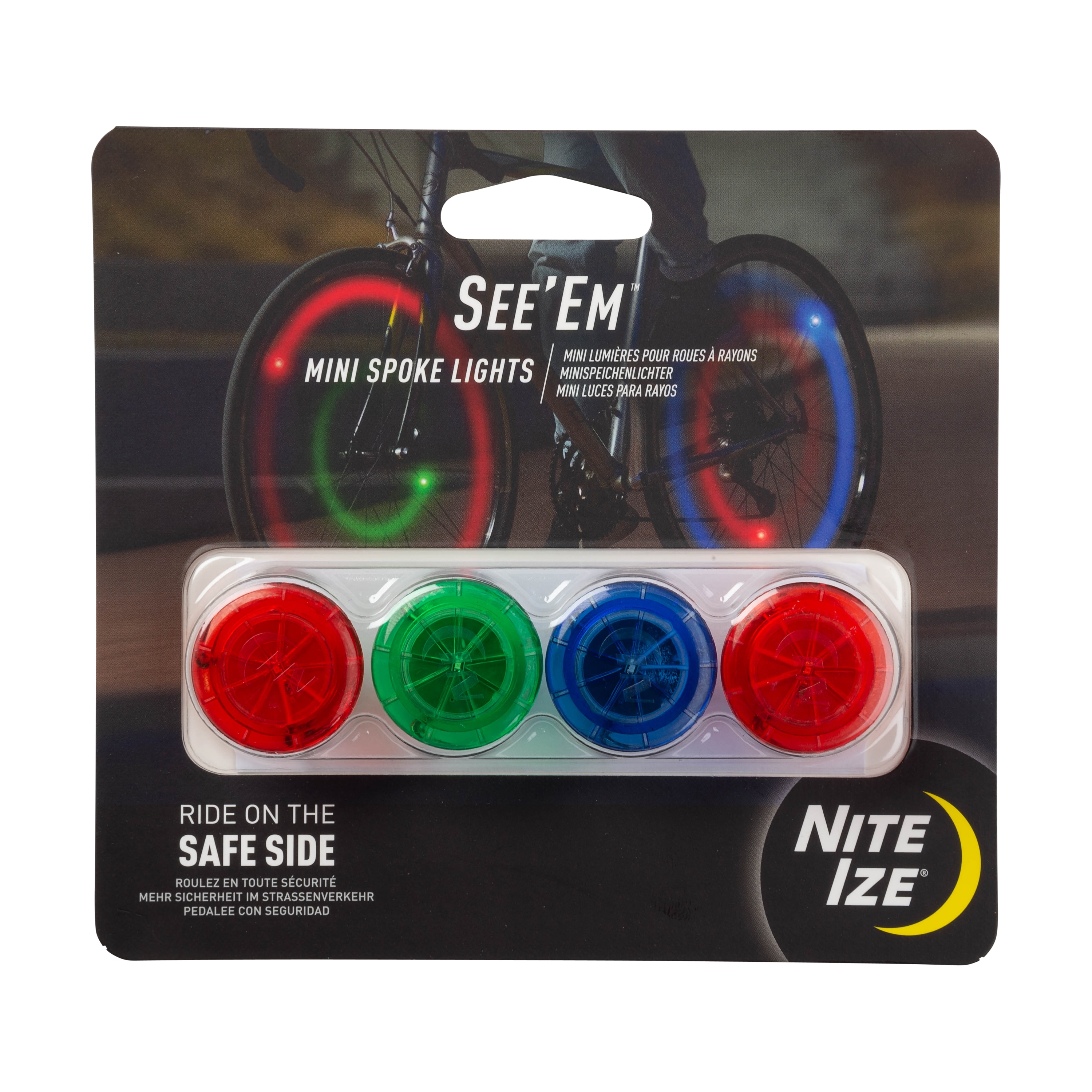Nite Ize NSE-A1-4R3 See'em Mini Spoke Lights- 4 Pack- Assorted