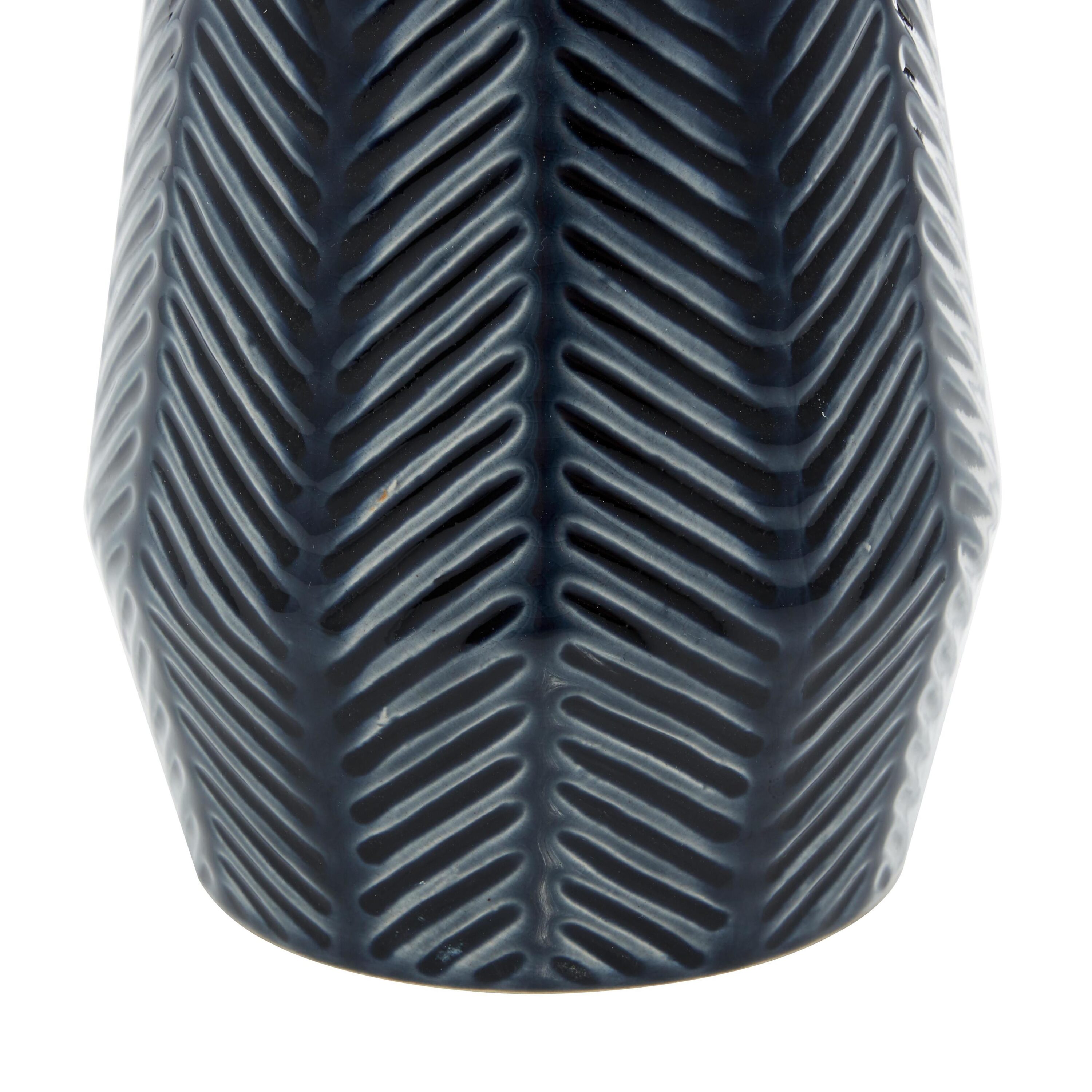 Dark Blue Chevron Ceramic Table Vase Set, 2-Piece