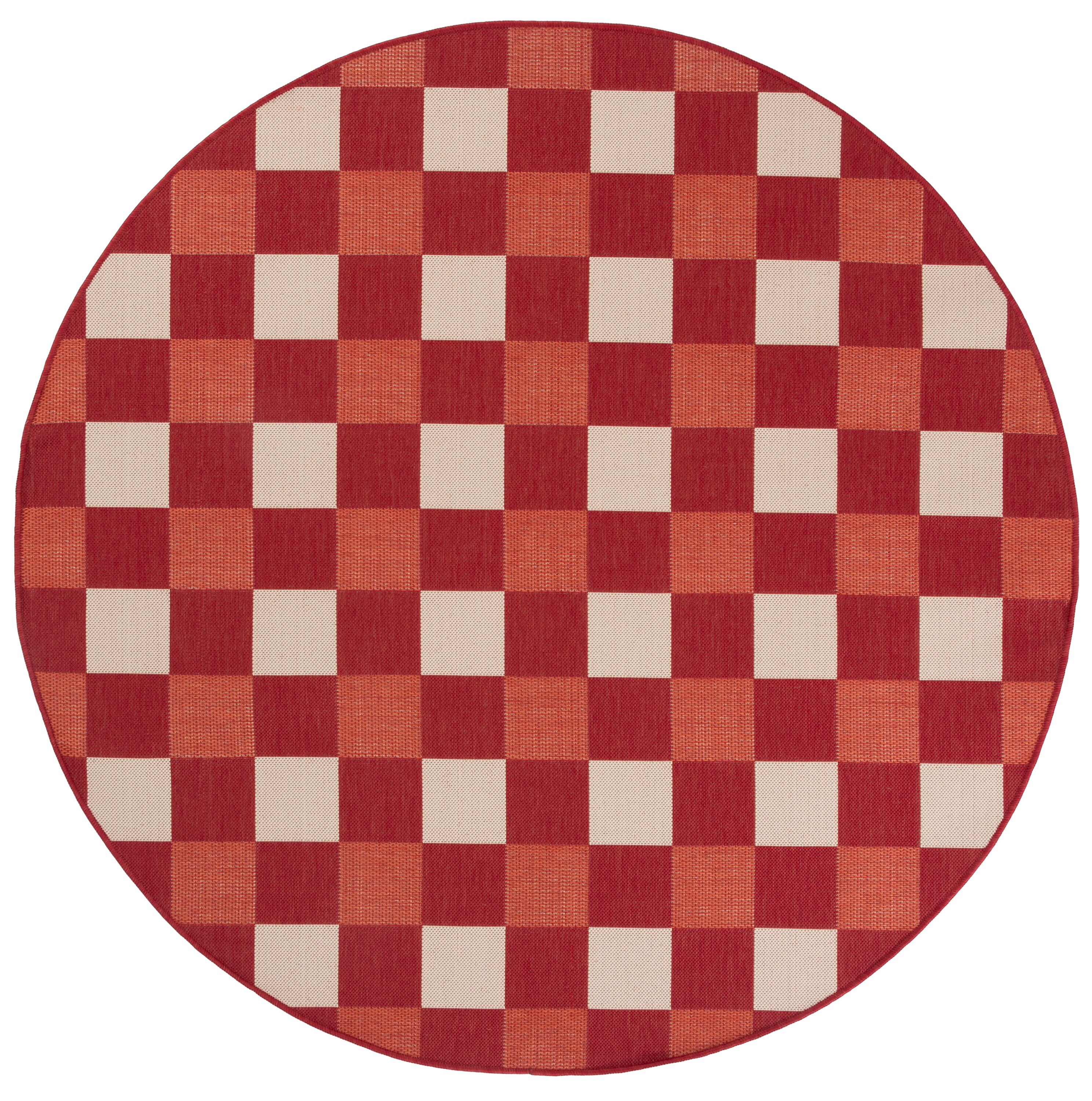 Safavieh  Courtyard Red/Beige Casual 6ft-7in x 6ft-7in Round Rug