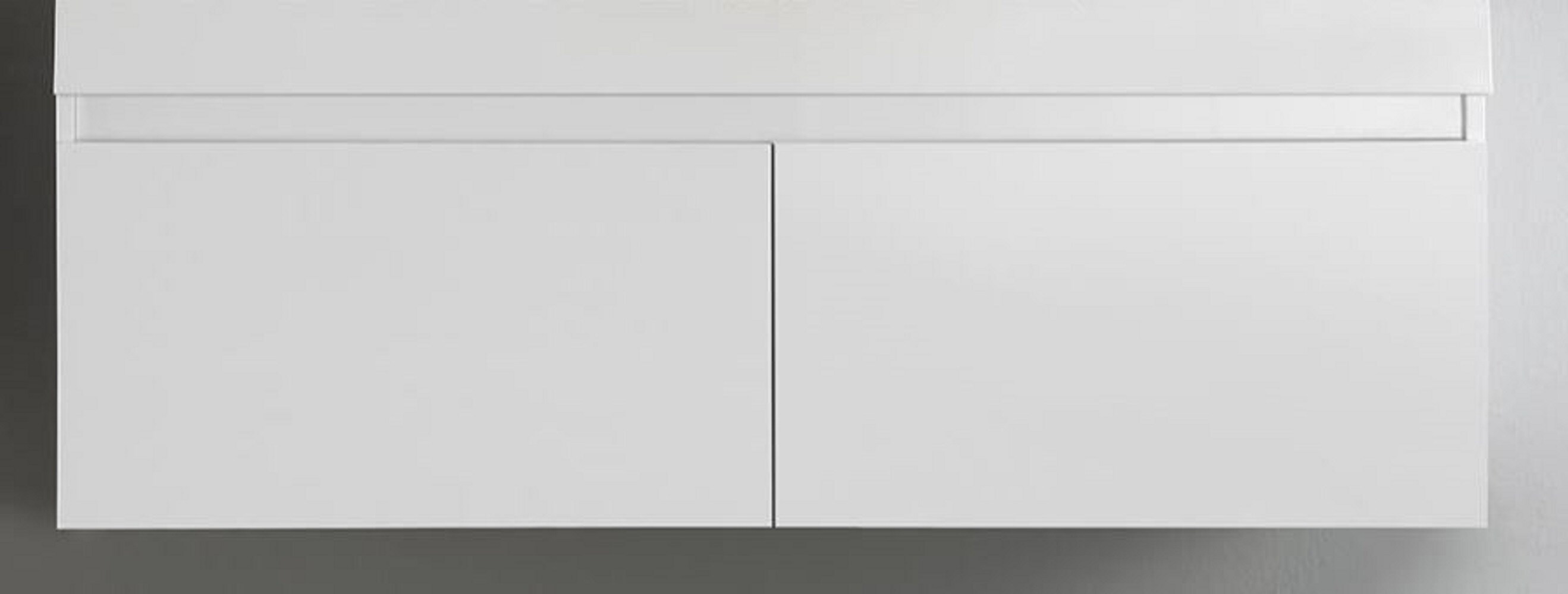 Glossy White 59" Wall-Mounted Double Sink Vanity with Acrylic Top