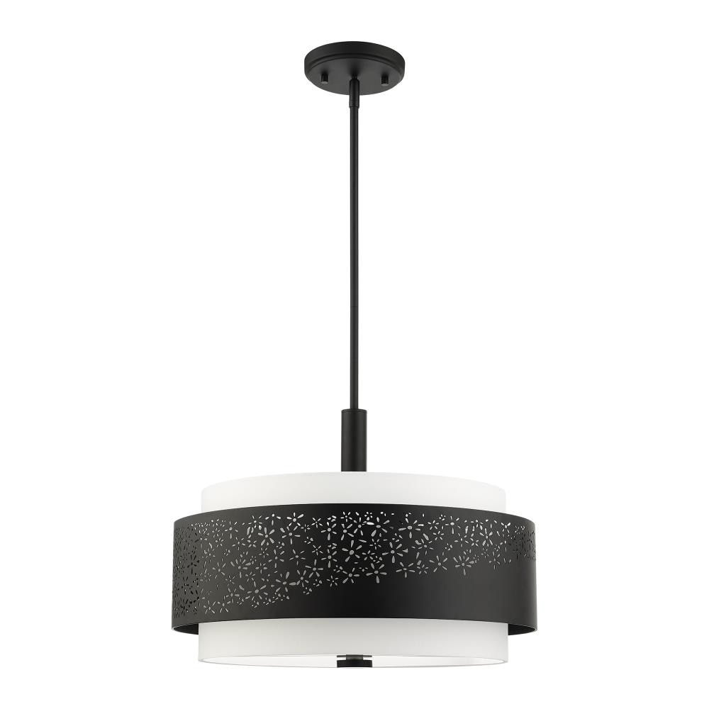 Black Mini Drum 4-Light Steel Pendant