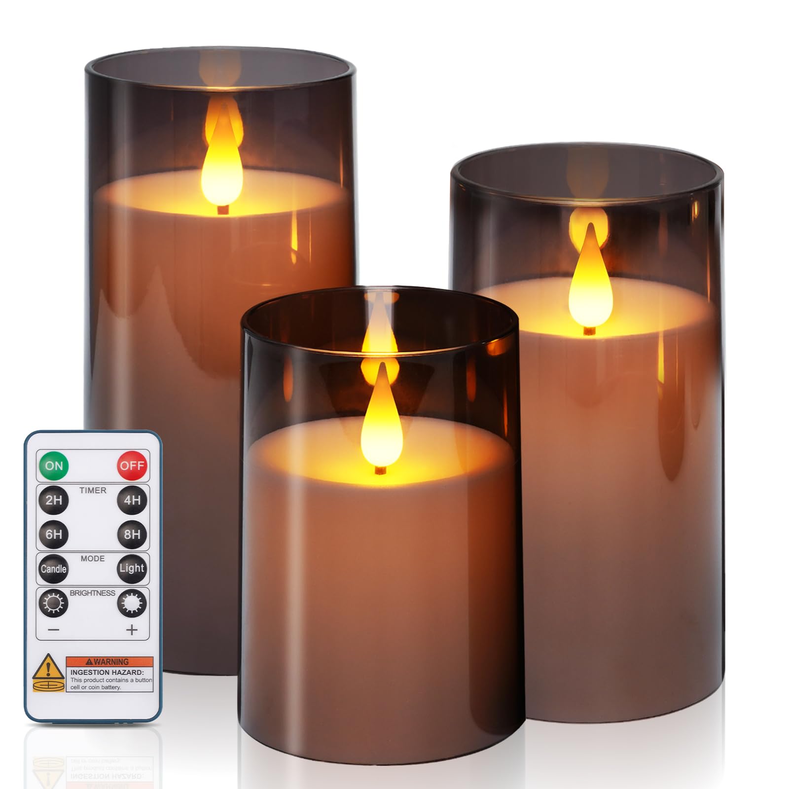 IJBUHV LED Candles Remote Timer Flickering Home Wedding Church Set 3