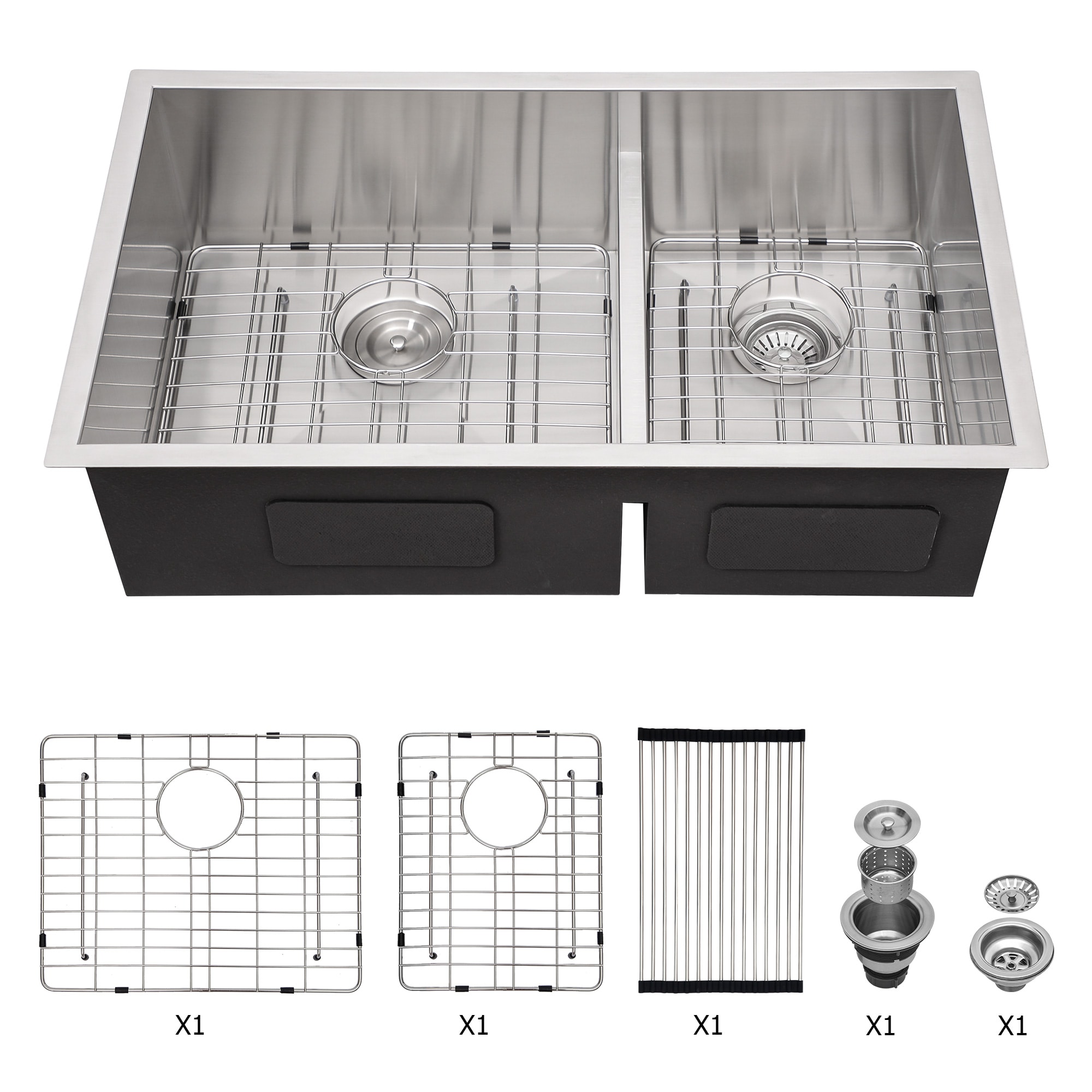 LIVIZA Undermount 28-in x 19-in Stainless steel Double offset bowl 16 -Gauge Kitchen Sink