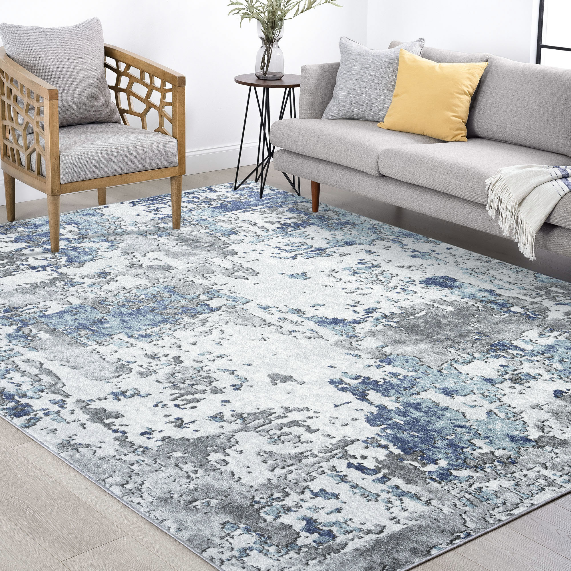 Tayse JZE1006 5X8 Jaize 5 x 8 (ft) Loomed Polypropylene Blue Rectangular Indoor Area rug