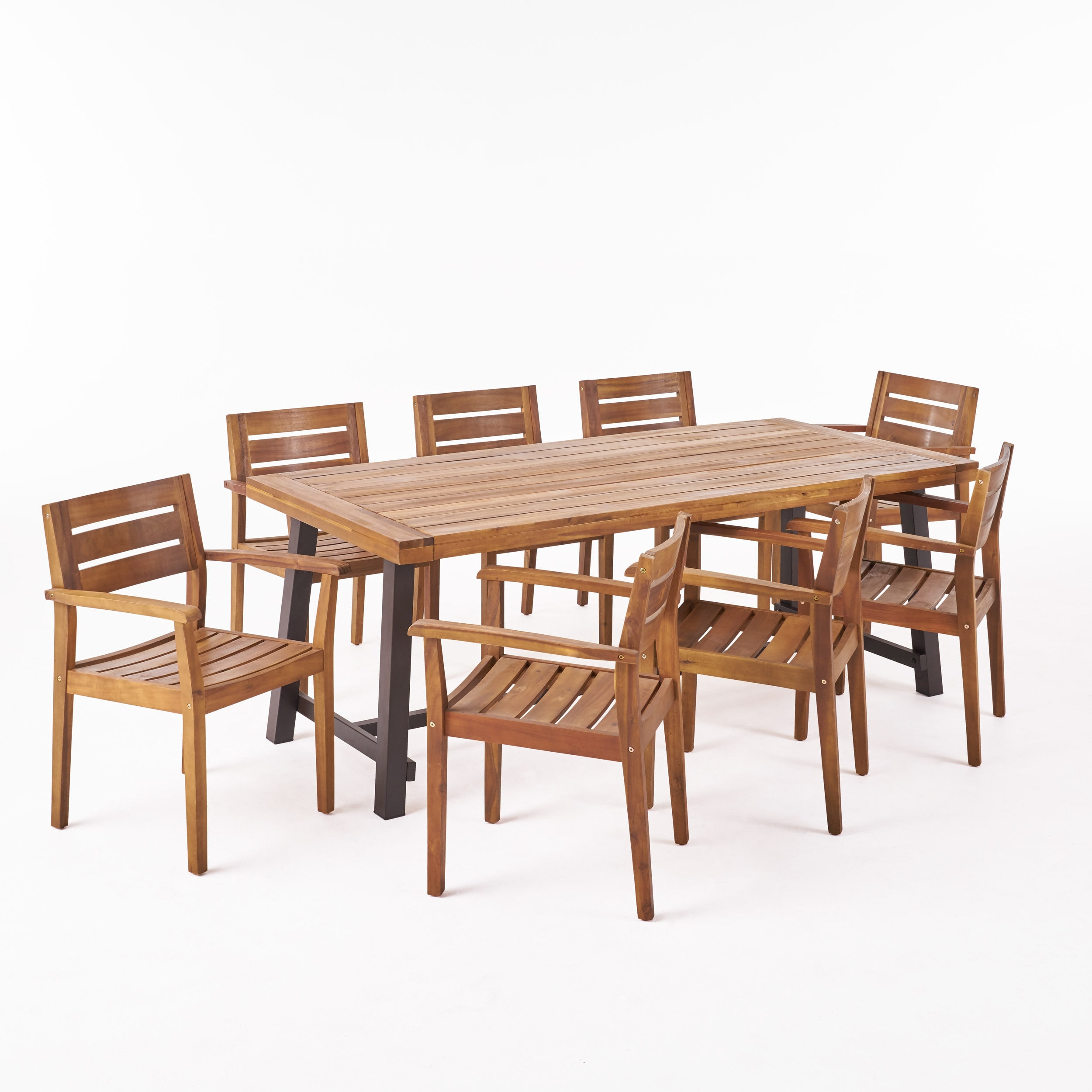 Balfour 9-Piece Teak Acacia Wood Outdoor Dining Set