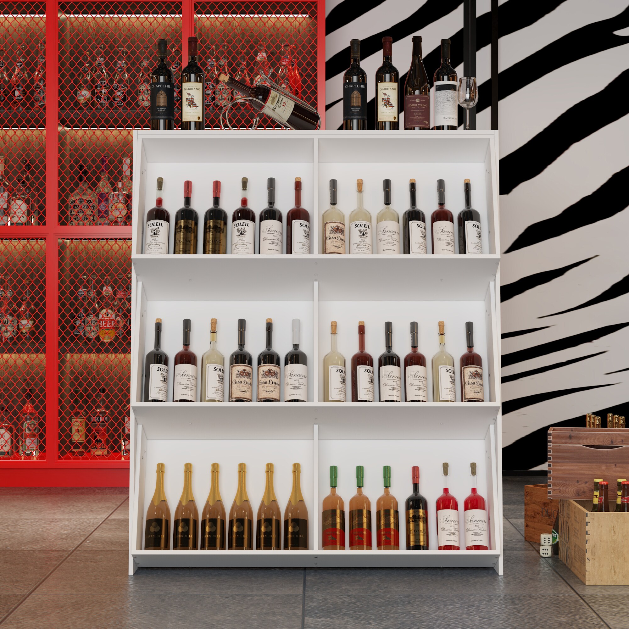 FUFU&GAGA KF020514-01 72 -Bottle White MDF Wine cabinet