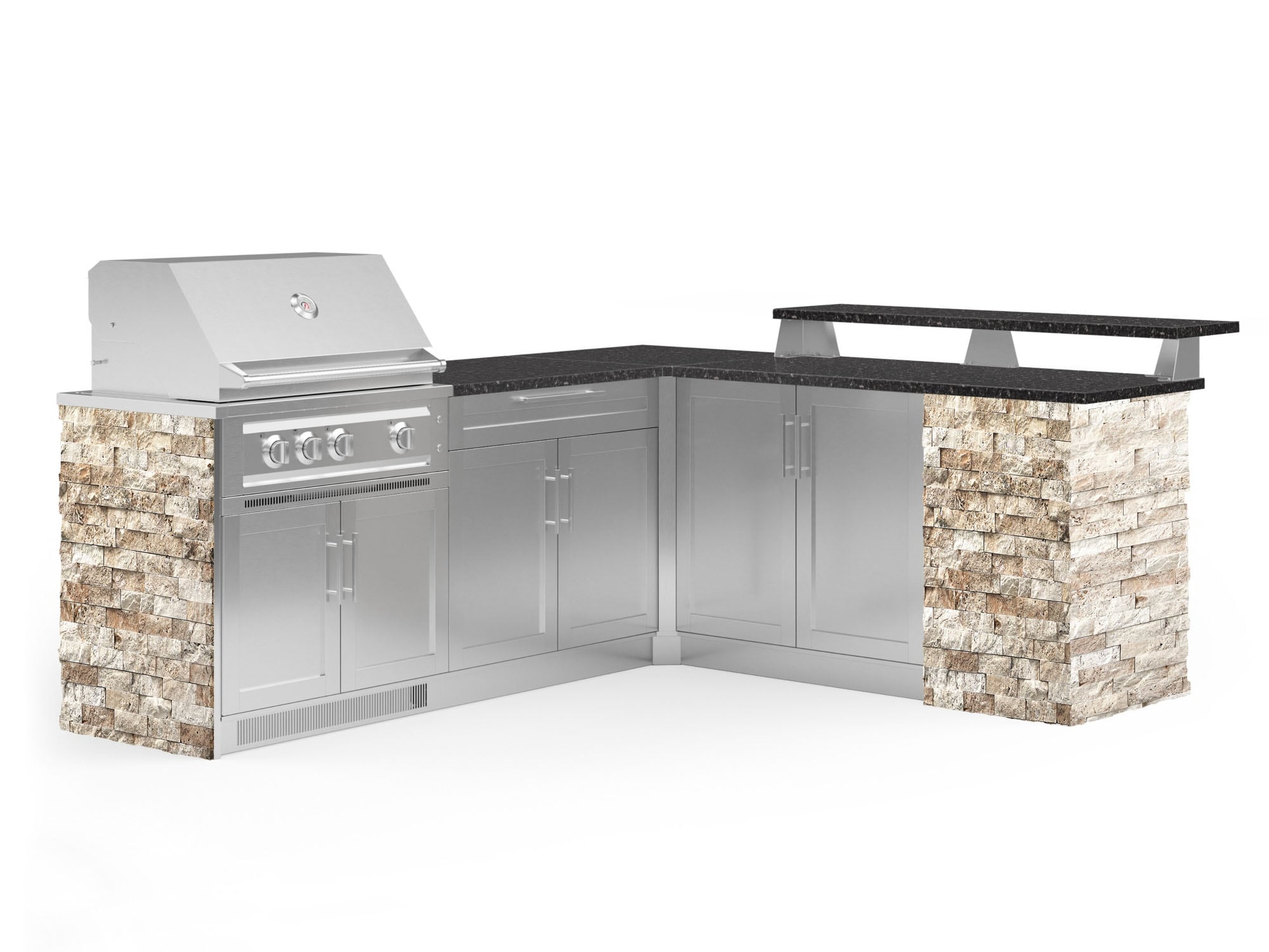 NewAge Products 69362 Signature Series Cabinets Platinum Grill 8 -Piece 96.94-in W x 33.5-in D x 51-in H Modular Outdoor Kitchen Set 4 Burners