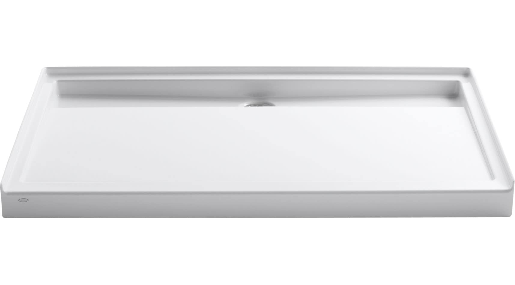 KOHLER 9928-0 Groove 36.0-in W x 60.0-in L White Rectangle Shower Pan Base with 3.125-in H Threshold (Back Drain)