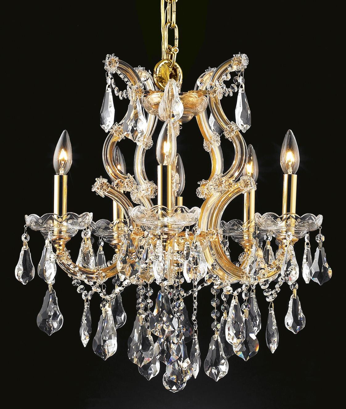 Elegant Decor HF8403D20GRC Home Furnishing 6 -Light Gold Crystal Steel Chandelier
