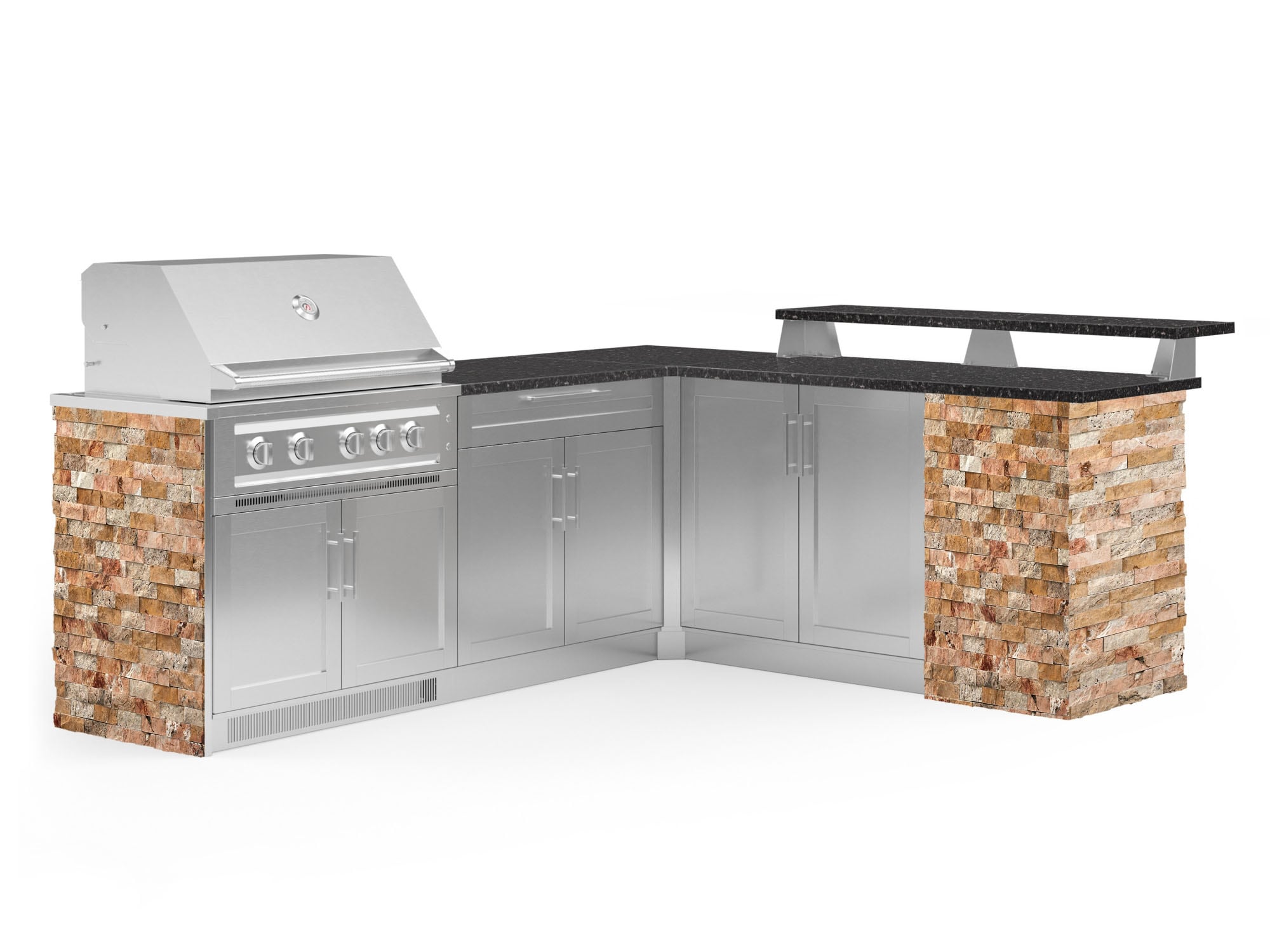 NewAge Products 69403 Signature Series Cabinets Platinum Grill 8 -Piece 99.94-in W x 33.5-in D x 51-in H Modular Outdoor Kitchen Set 5 Burners