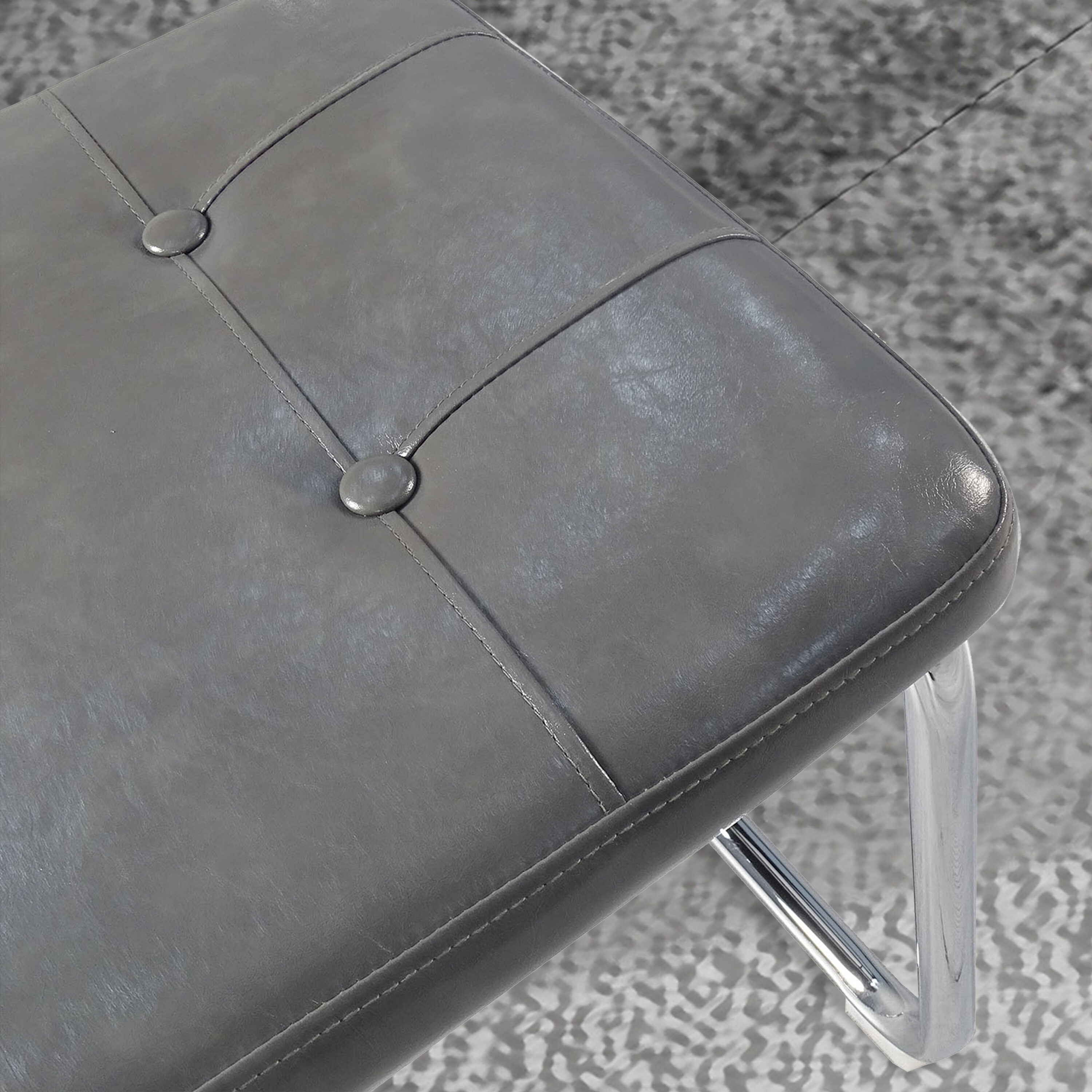 Gray Faux Leather and Rattan Low Side Chair Set