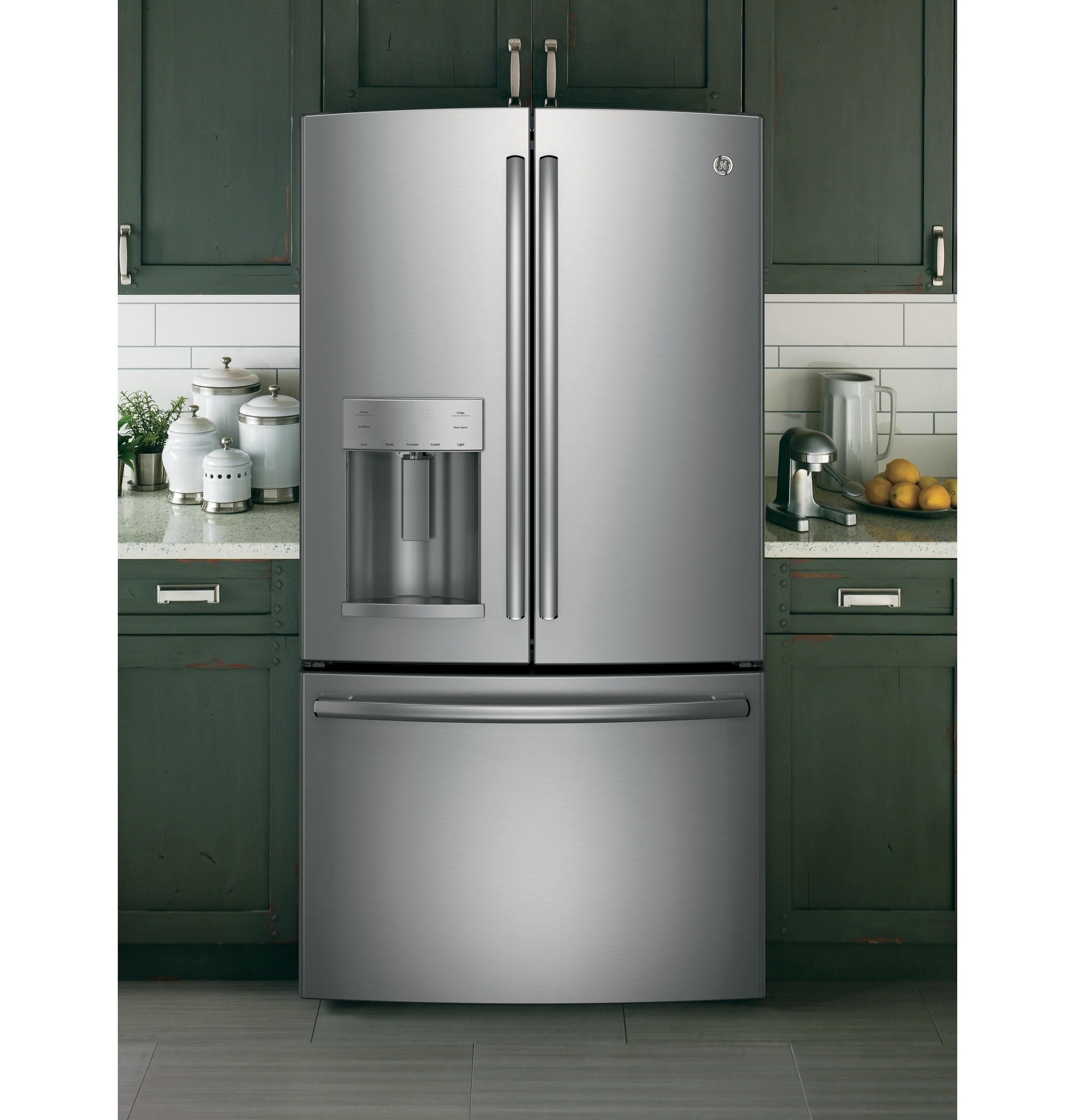 SMETA Refrigerators French Door with Ice Maker, Fridge for Kitchen 36 Inch  Double Door 22.5 Cu.Ft Bottom Freezer, Stainless Steel Counter Depth Full