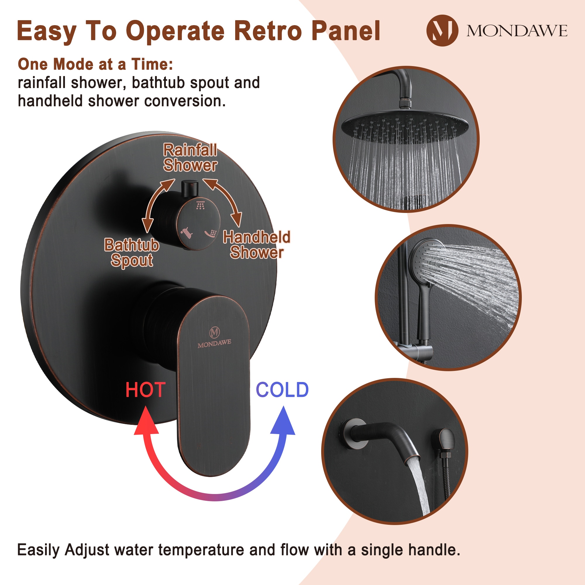 Mondawe MD-A3816-ORB3 Showerhead-Bar-Panels - View #6