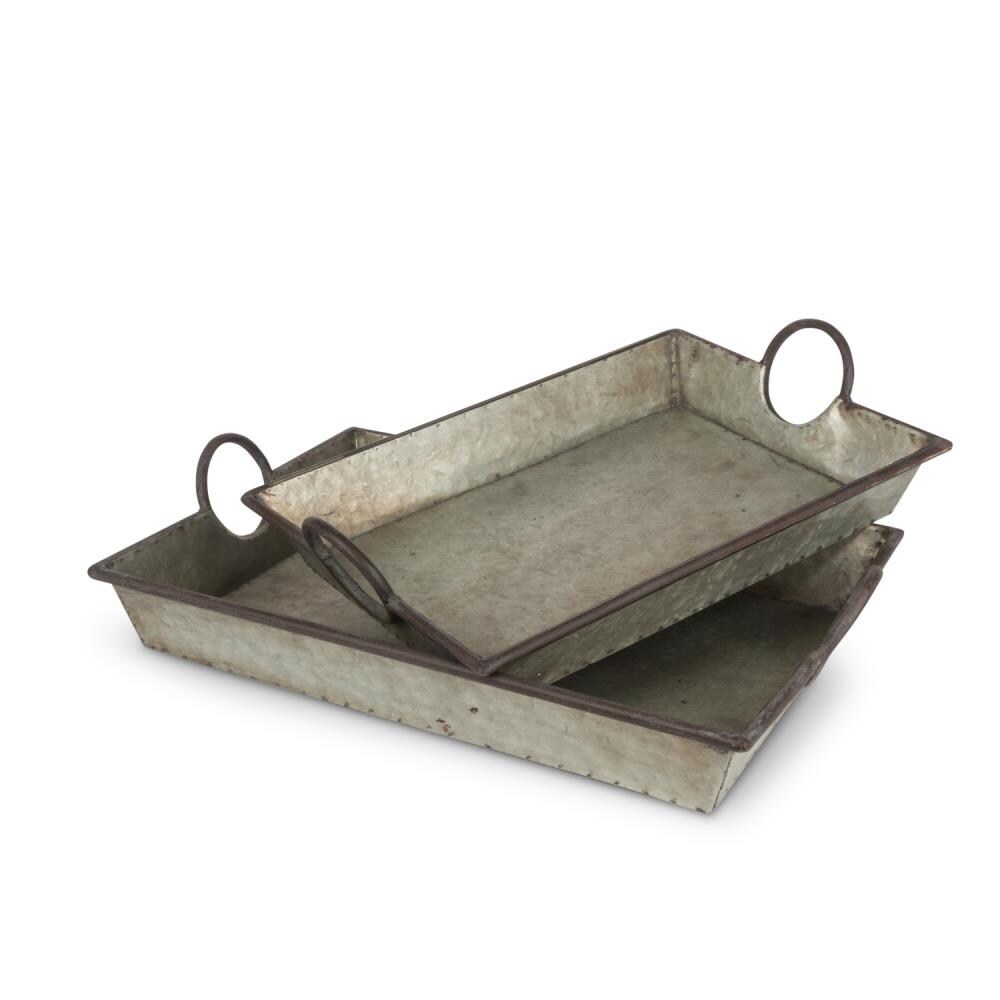 Lone Elm Studios 21.26-in x 14.57-in Gray Rectangle Serving Caddy at ...