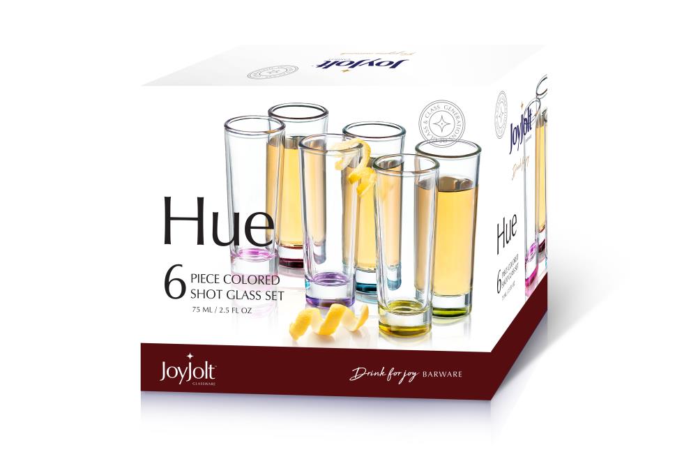 Joyjolt Hue Colored Highball Drinking Glasses - 13 Oz - Set Of 6