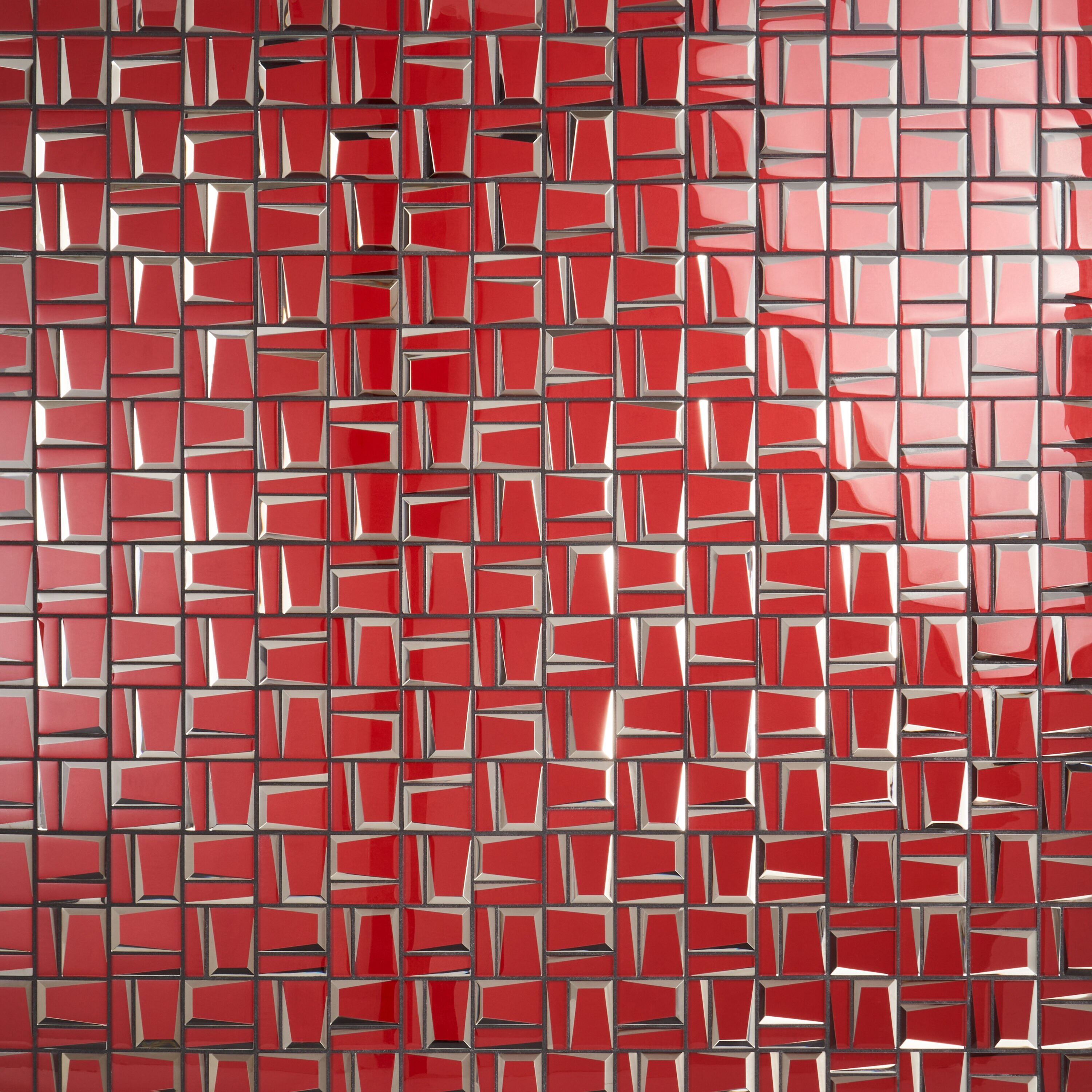 Kaur Red Polished Glass Mosaic Wall Tile