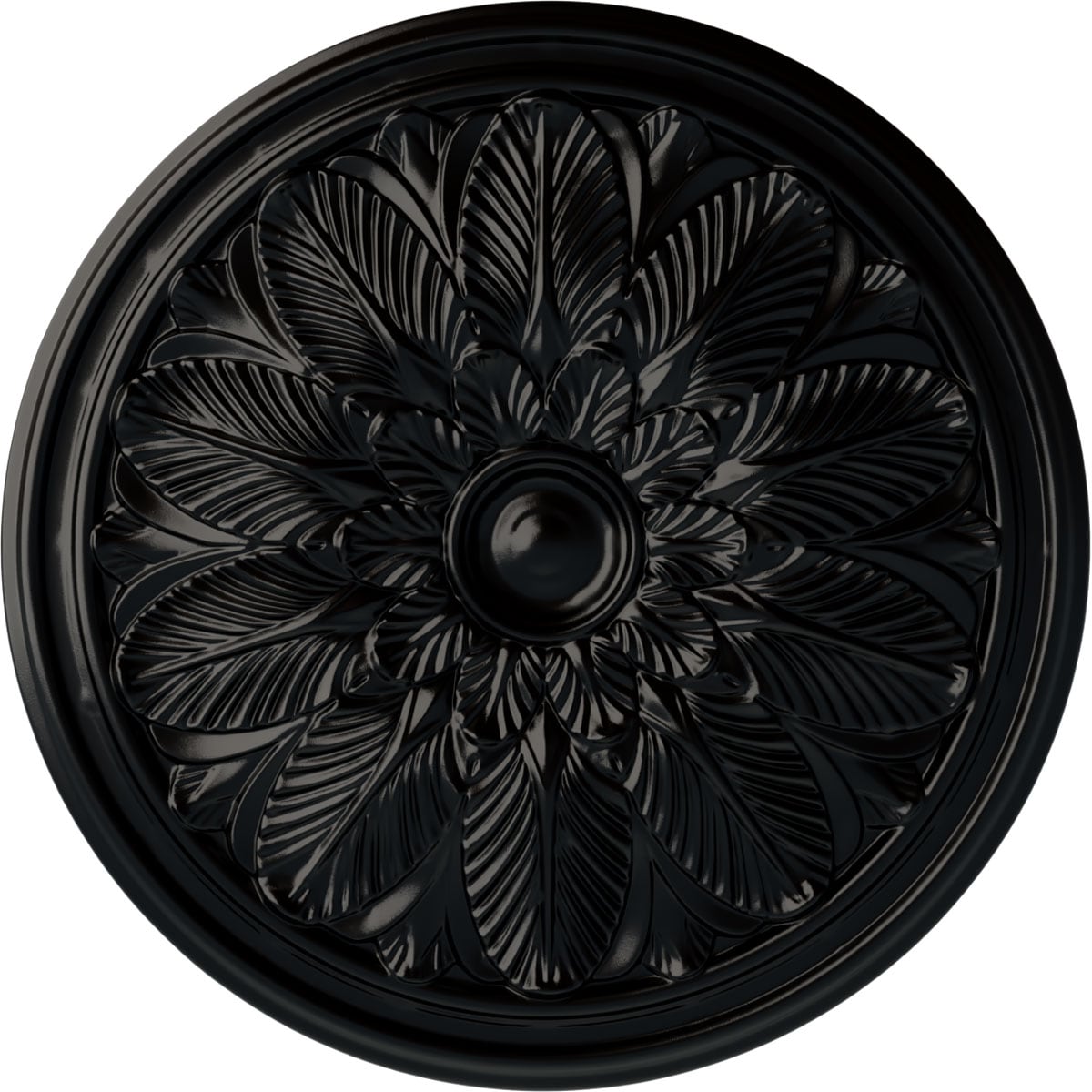 Ekena Millwork CM22BOBLF Bordeaux 22.625-in W x 22.625-in L Painted Jet Black Polyurethane Whole Ceiling Medallion