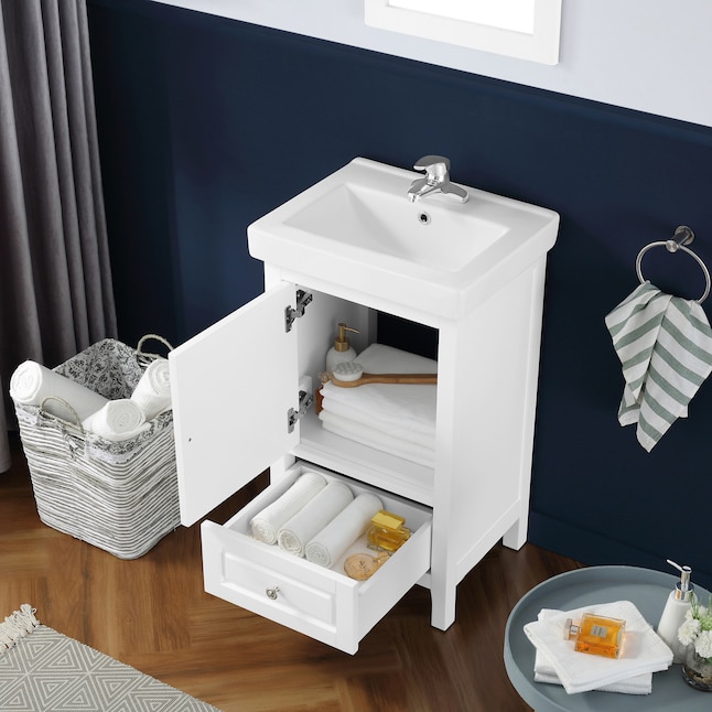 OVE Decors Balvin 20-in White Single Sink Bathroom Vanity with White ...