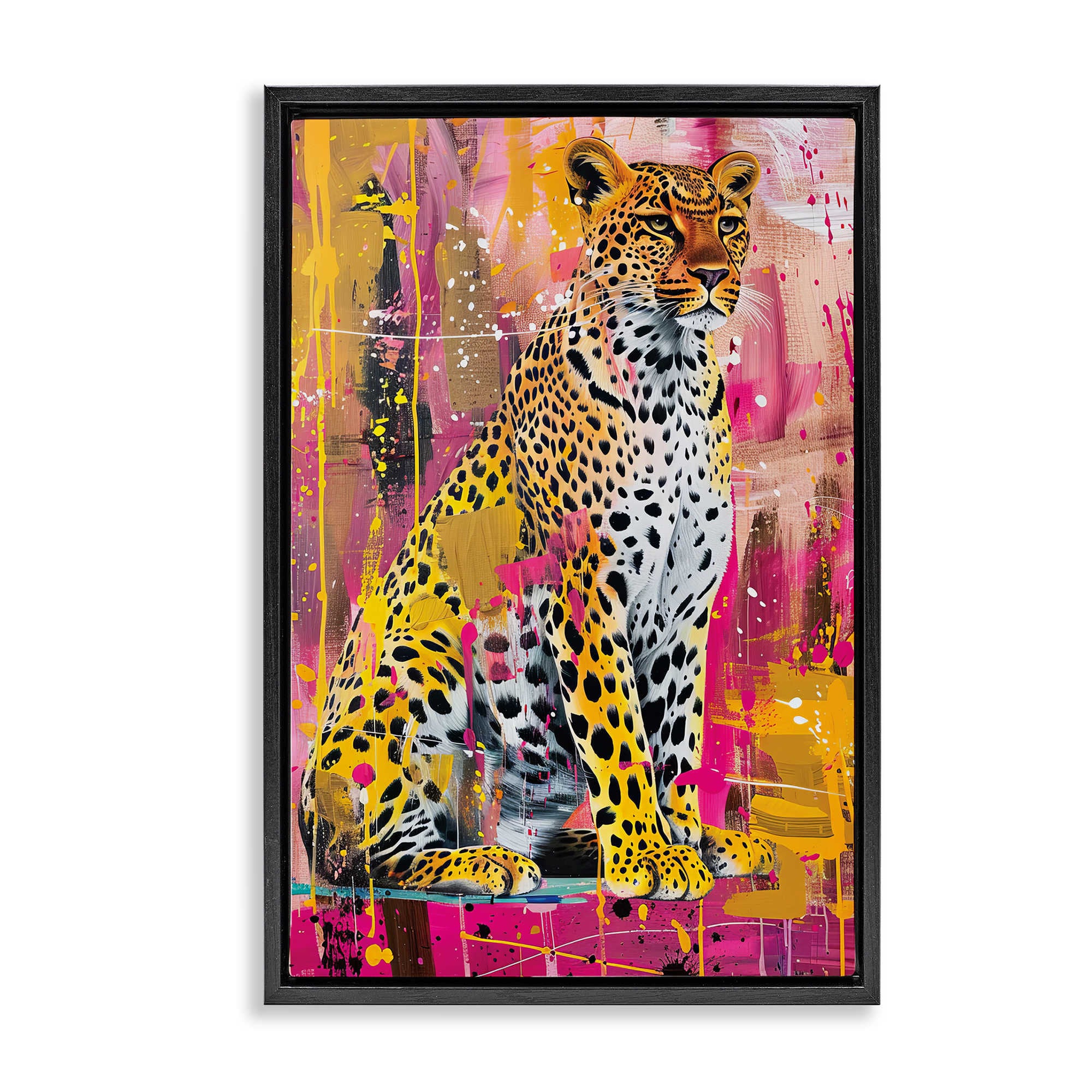 Stupell Industries BT-678-FFB-16X24 Urban Abstraction Cheetah Floating Frame design by LSR Design Studio