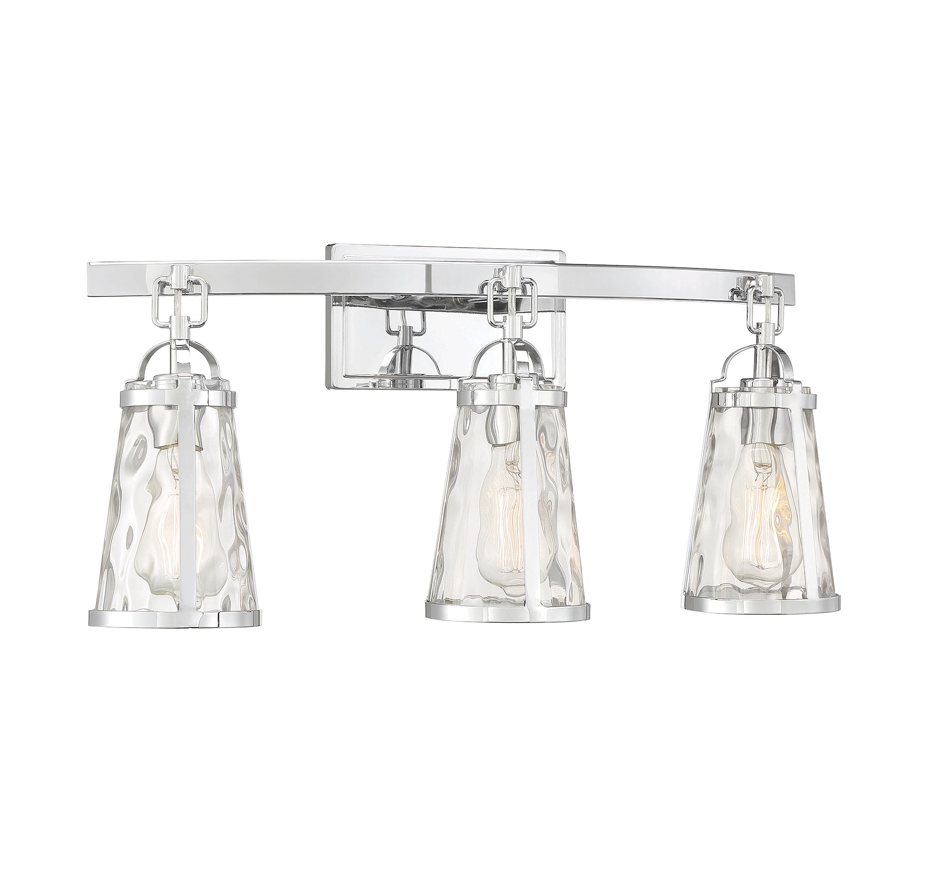 Albany Polished Chrome 3-Light Vanity with Water Glass Shades