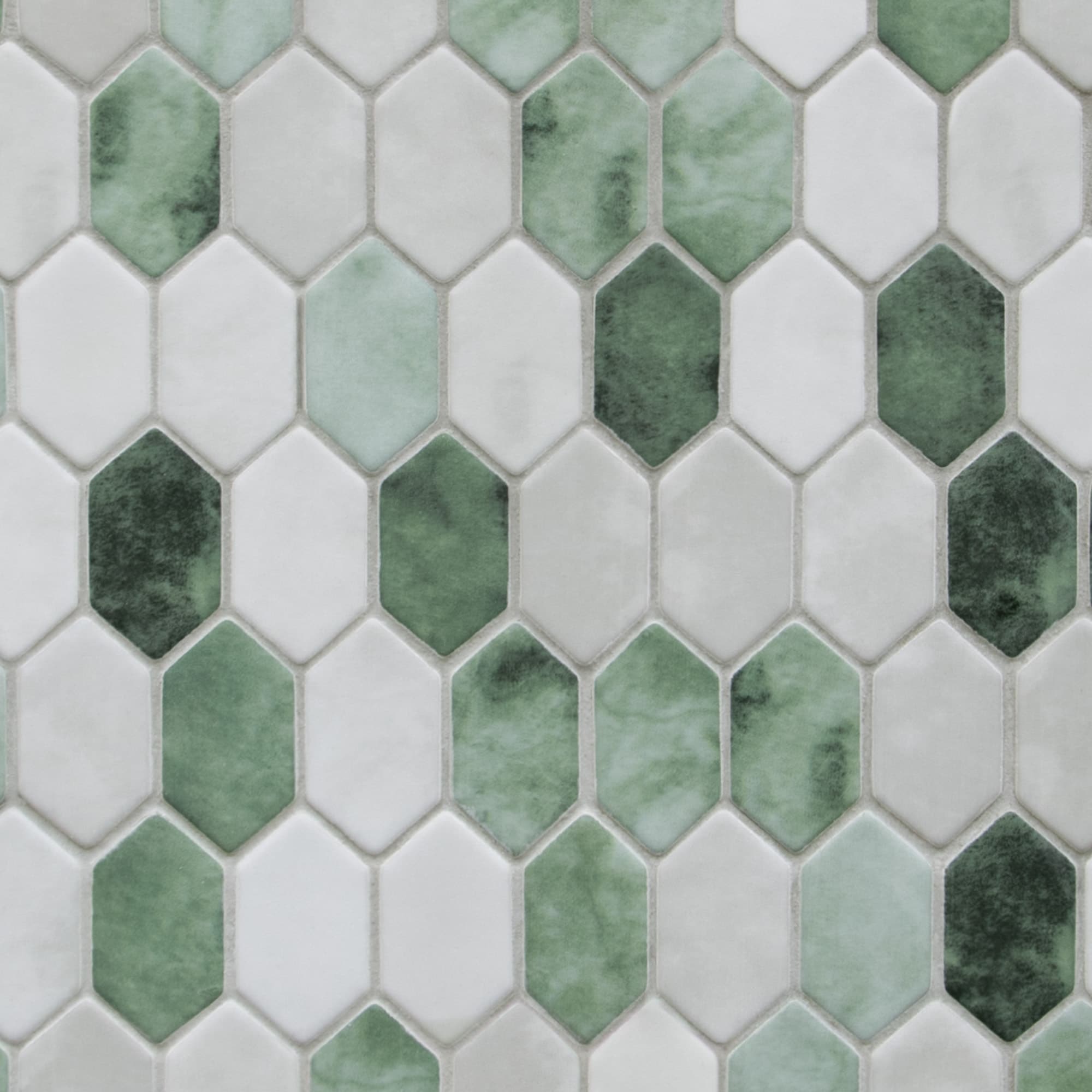 SUNWINGS Picket Green 10-in x 10-in Matte Recycled glass Hexagon Mosaic Floor and Wall Tile ( 8-sq ft Carton )