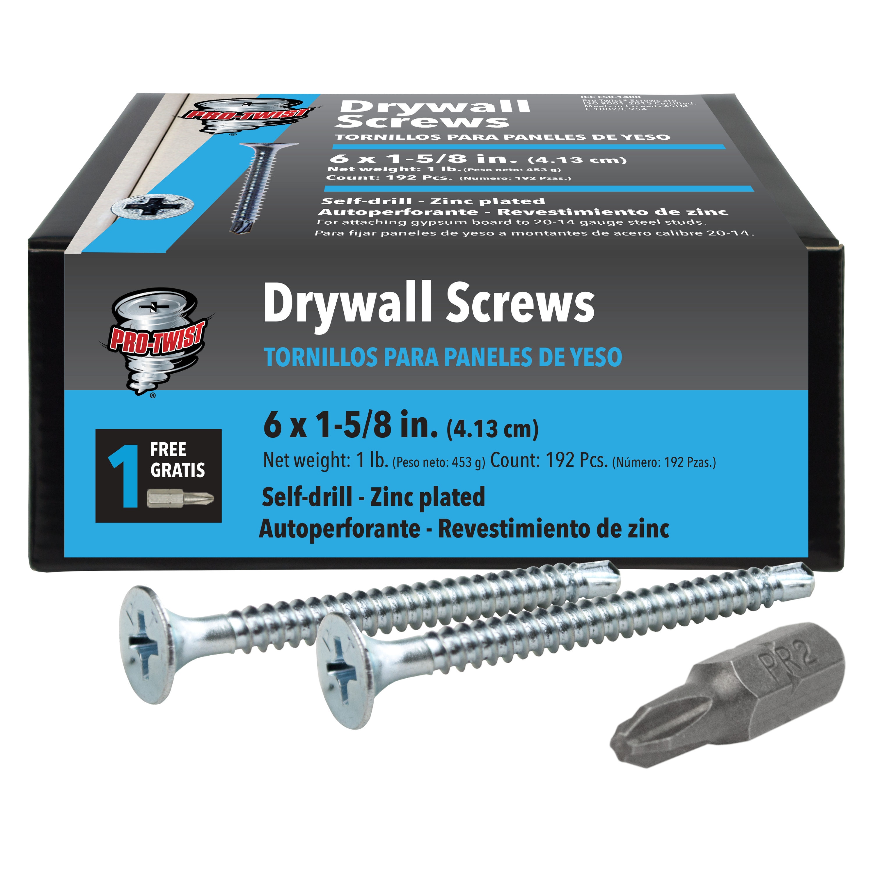 Pro-Twist #6 x 1-5/8-in Bugle Fine Thread Drywall Screws 1-lb (192-Pack) in  the Drywall Screws department at