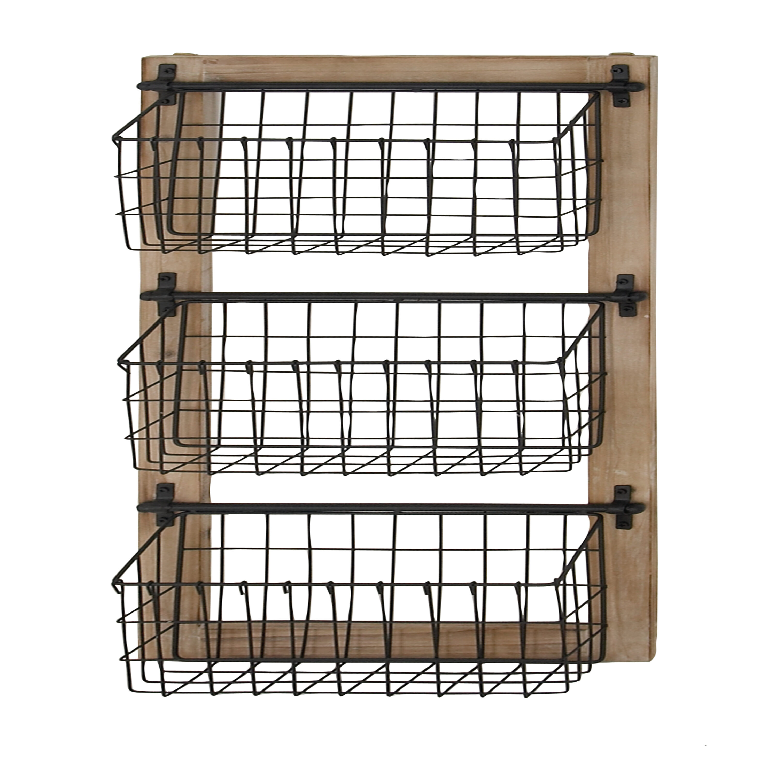 Grayson Lane (14-in W x 34-in H x 5-in D) Black Wall Basket Iron ...