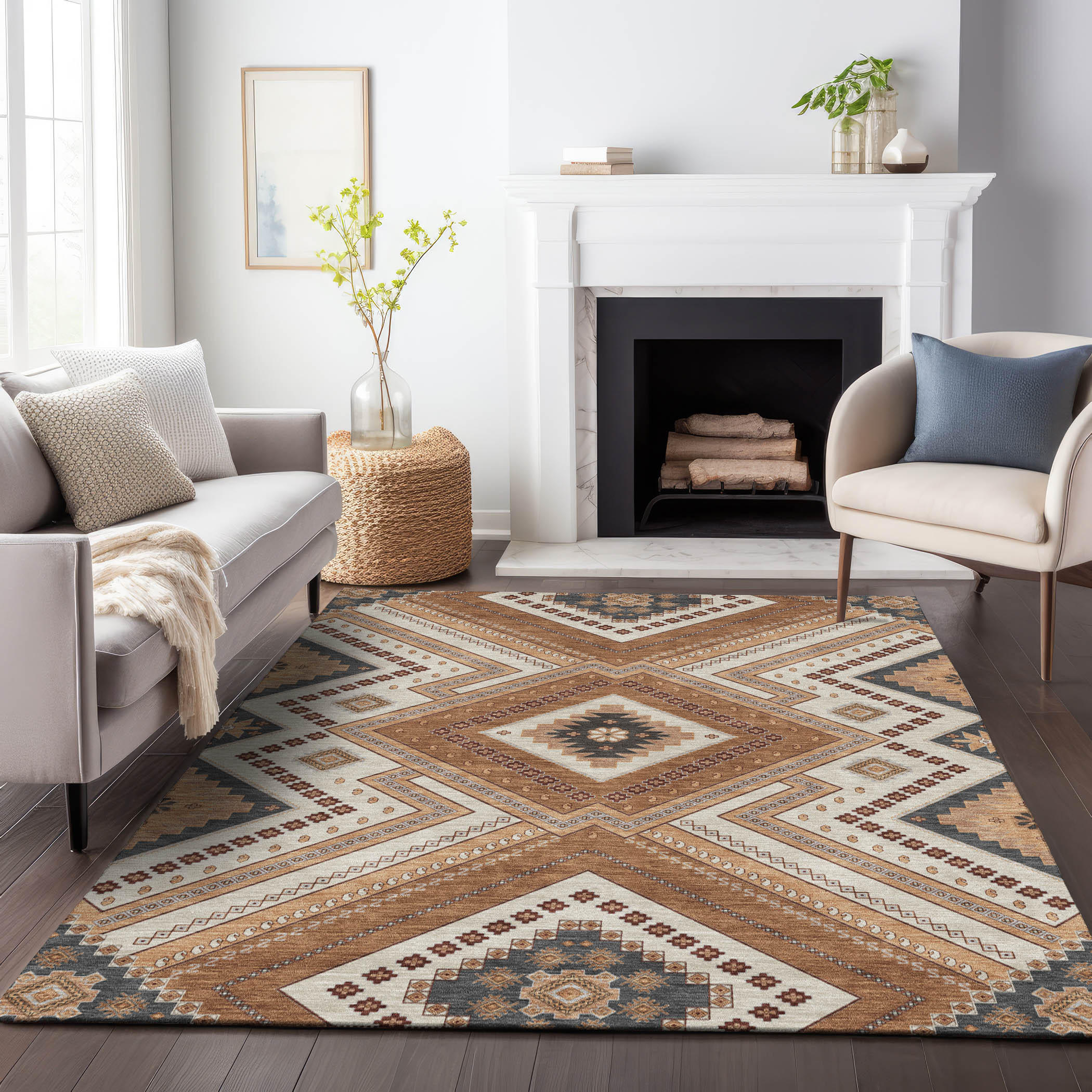 Addison Rugs ACN1010CP3X5 Chantille ACN1010CP 3 x 5 (ft) Polyester Copper Rectangular Indoor/Outdoor Geometric Machine washable Area rug