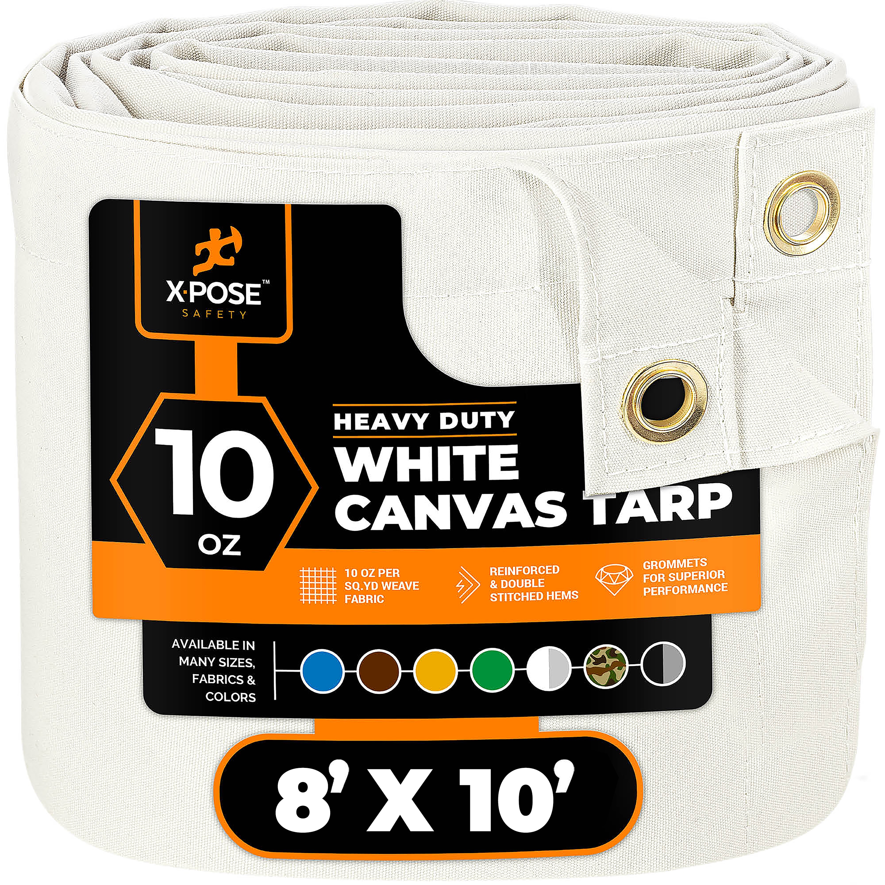 XPOSE SAFETY CTW10-810-X 8-ft x 10-ft White Water resistant Commercial Canvas 14-mil Tarp