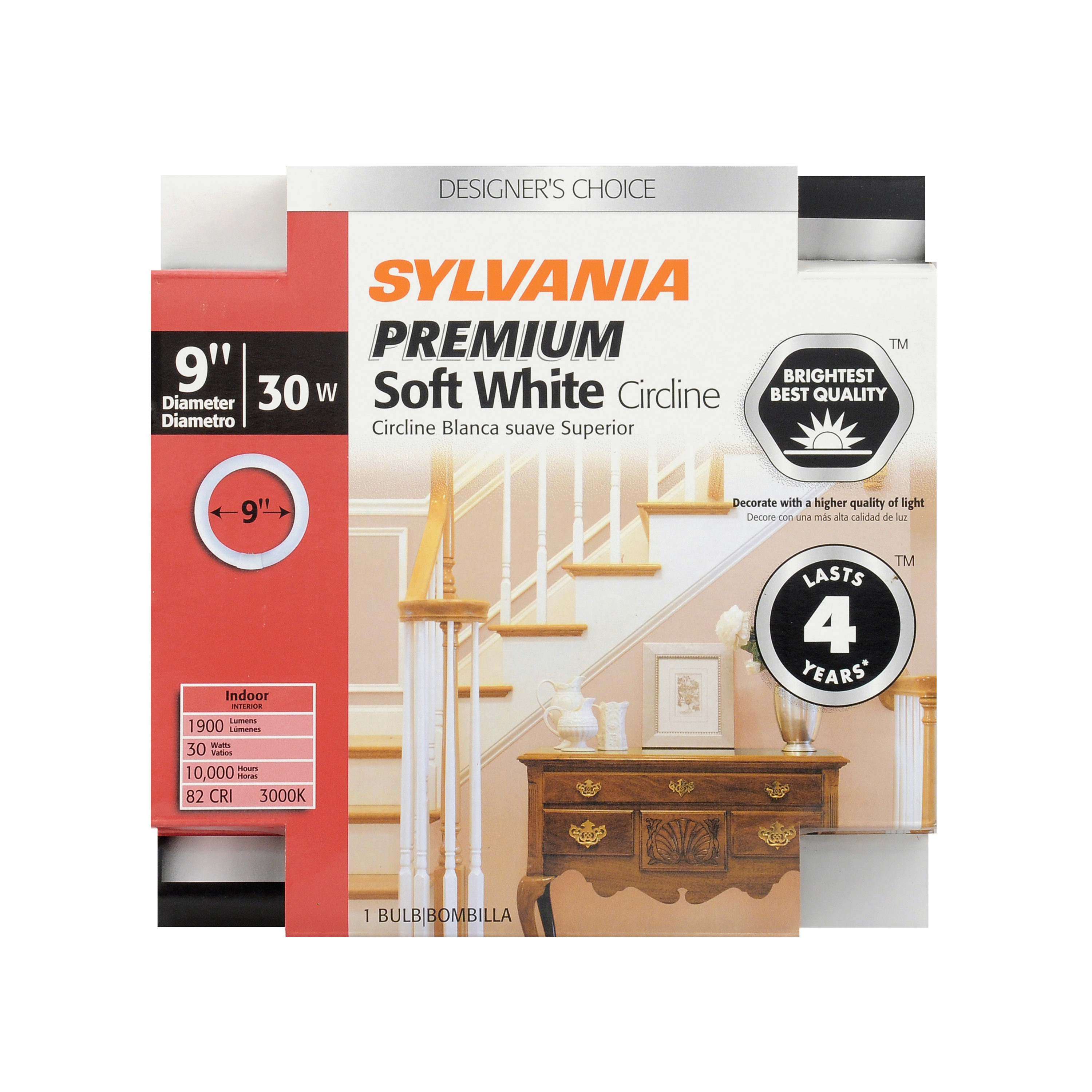 SYLVANIA 21297 30-Watt 9-in 4-pin Circline 3000 K Warm White Circline Fluorescent Light Bulb