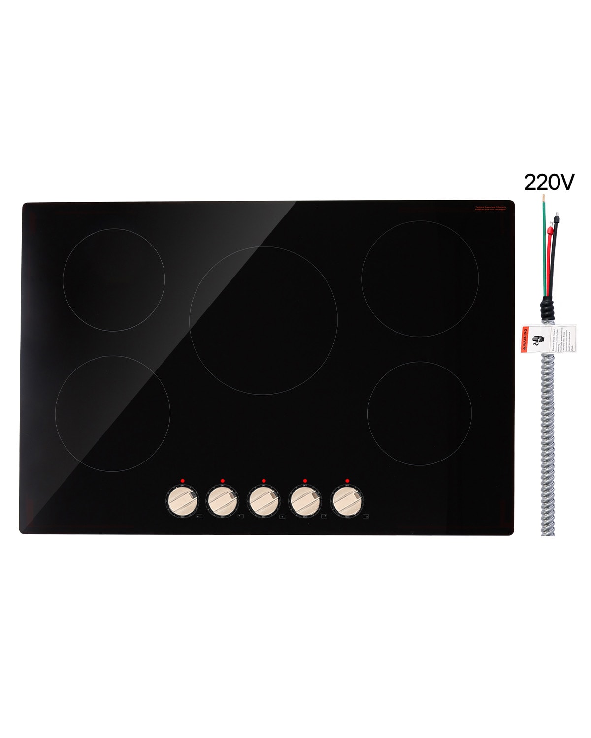 VEVOR NQDCL5GXN920M42W4V4 Induction Cooktop 30-in 5 burners Black Induction Cooktop