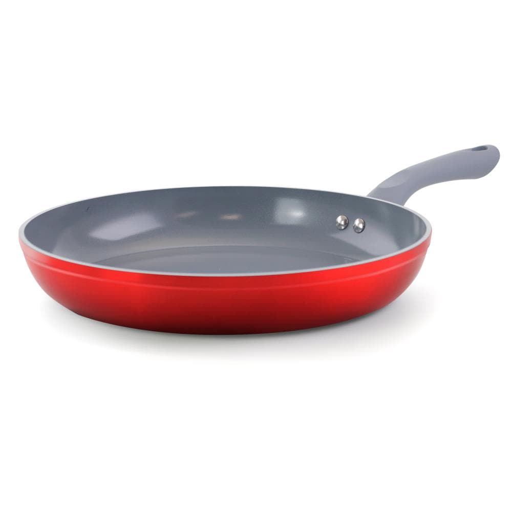 Better Chef 10in Silver Metallic Non Stick Gourmet Fry Pan in Red
