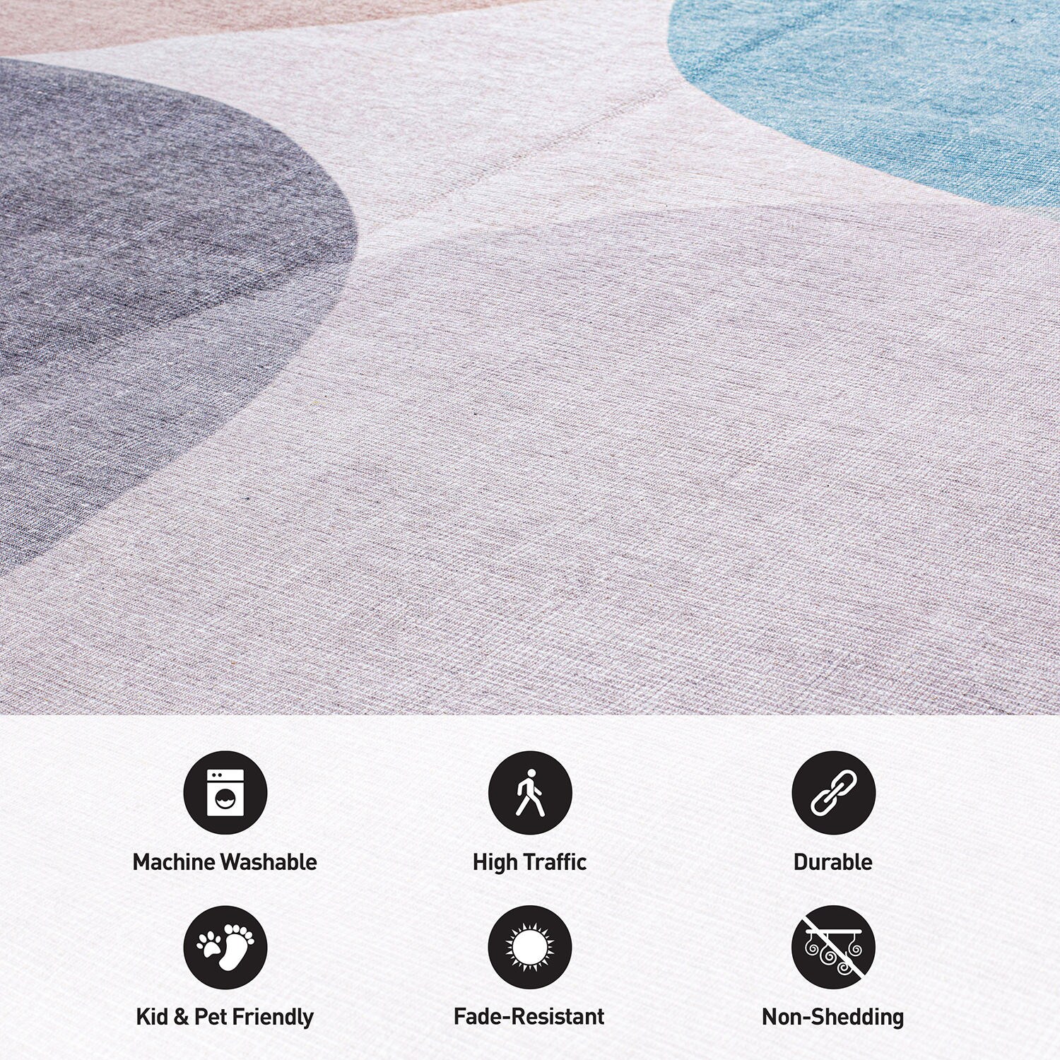 Contemporary Multicolor Geometric Flat Woven Machine Washable Rug