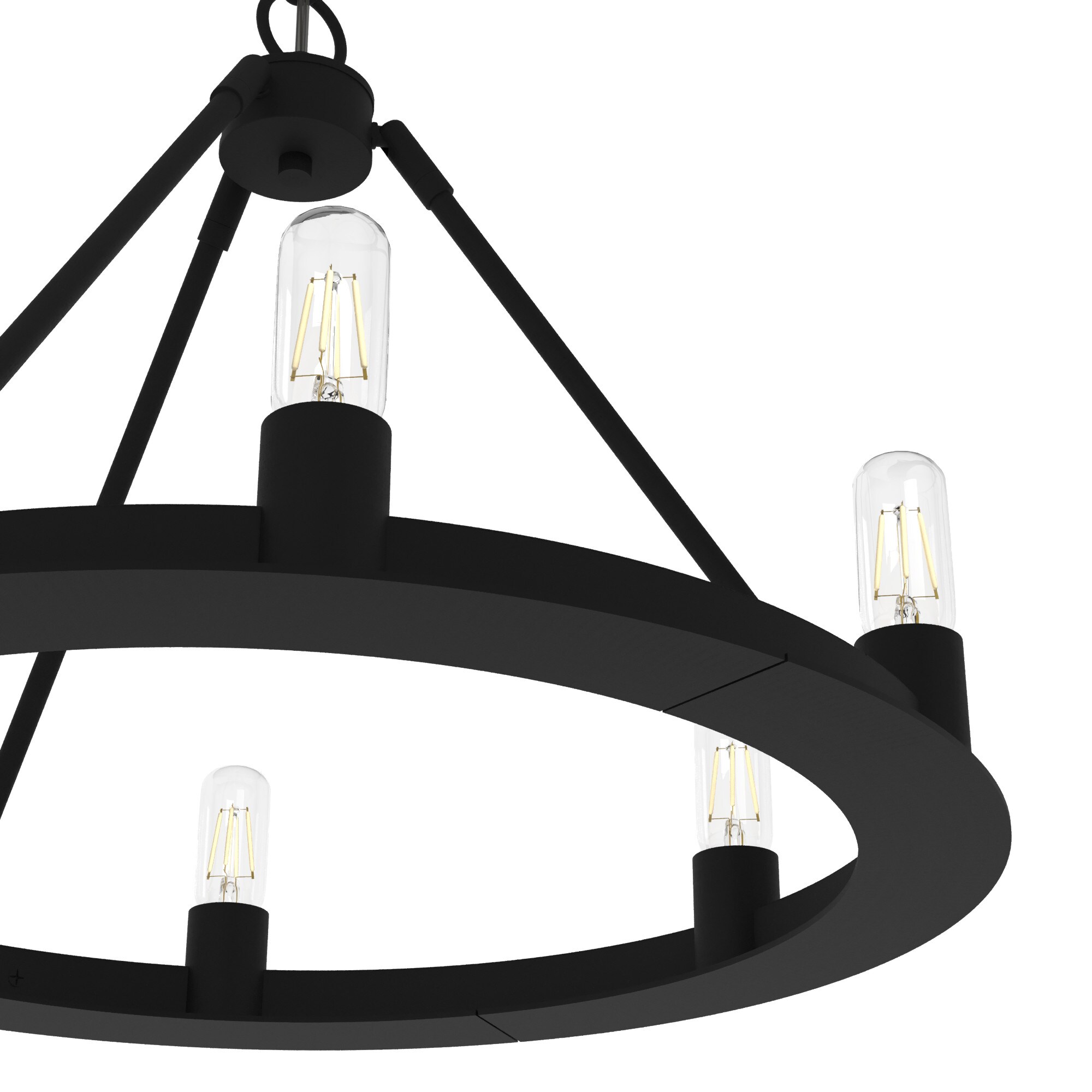 Black Iron Drum Chandelier with Adjustable Chain