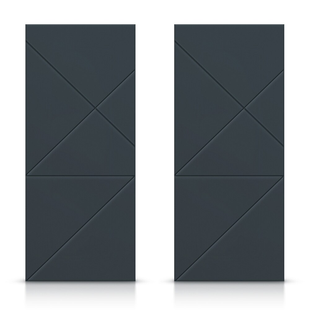 CALHOME CMD-CNC229-96X30G(2 CNC-229 60-in x 96-in Charcoal Gray Crossbuck Smooth Hollow core Stained MDF Closet Sliding Door