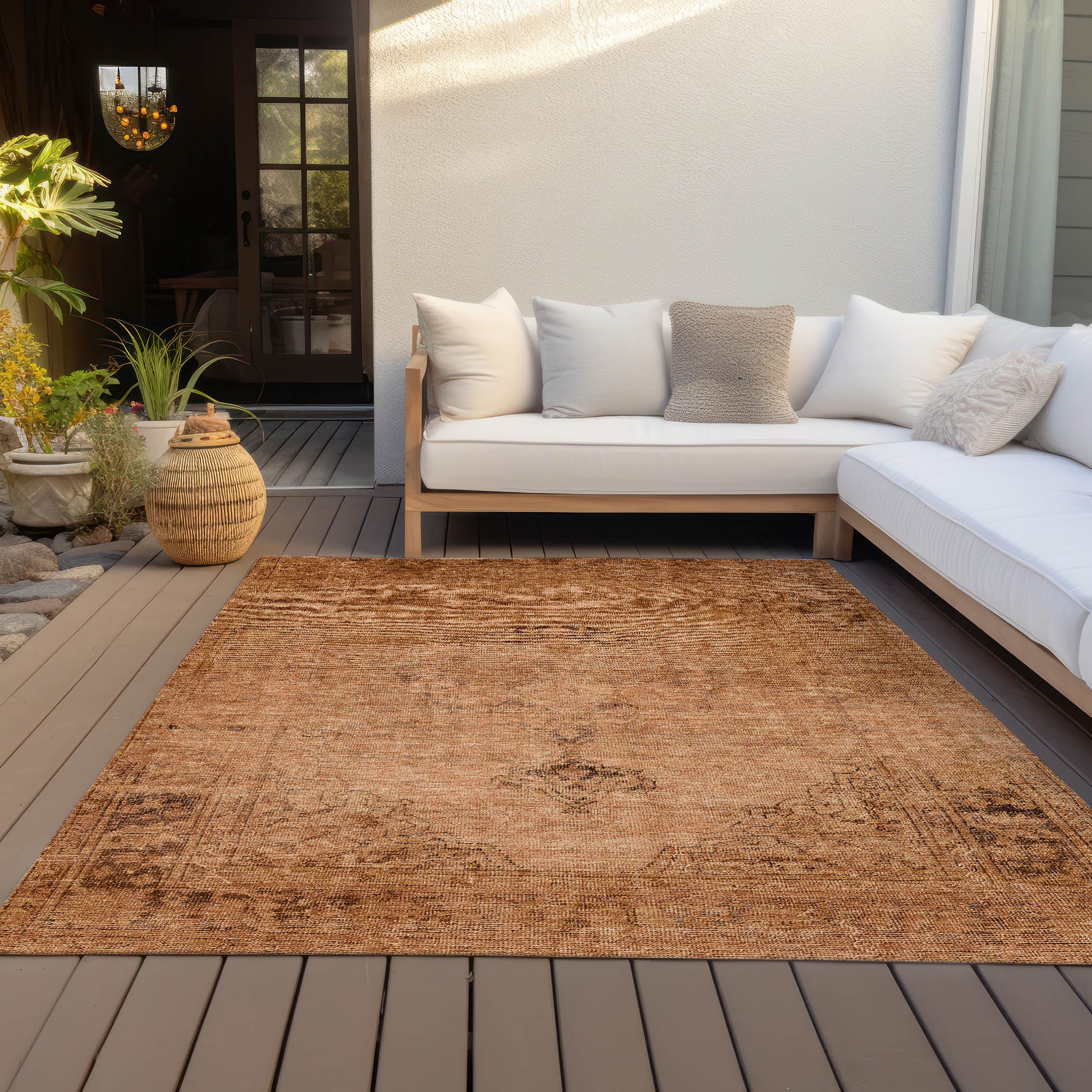 Copper Flat Woven Reversible Indoor/Outdoor Area Rug